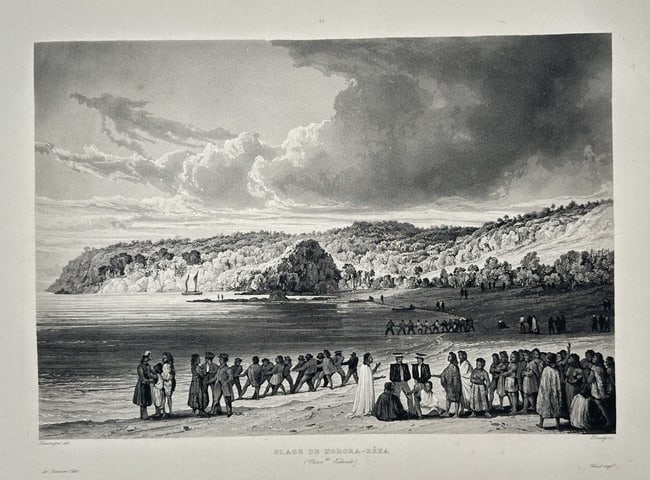Louis Auguste de Sainson – View of Kororareka Beach (Russell, New Zealand) (1 of 2)