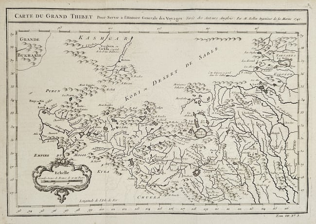 Jacques-Nicolas Bellin (1703–1772) – Map of Grand Tibet / Carte du Grand Thibet (1 of 2)