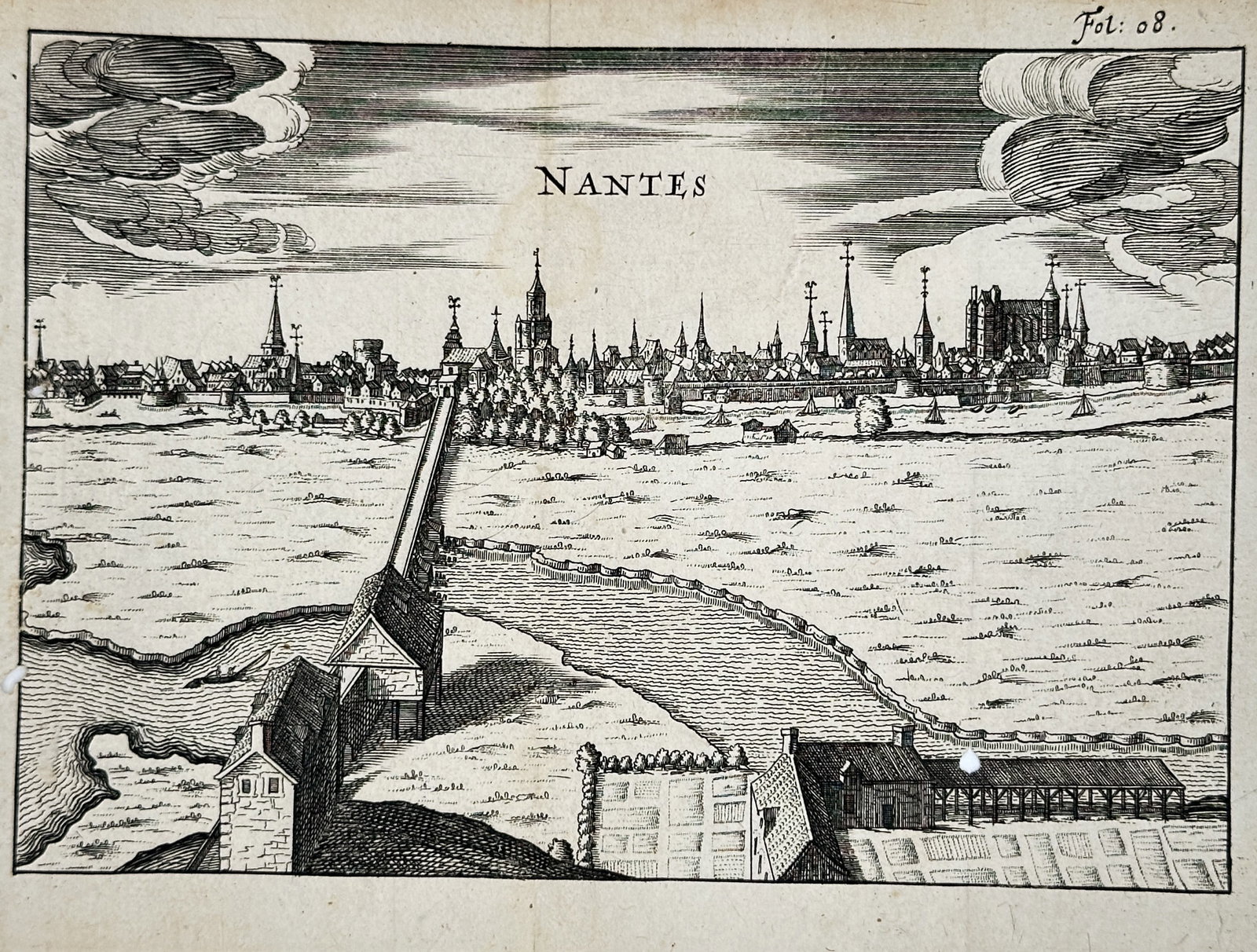 Christophe Nicolas Tassin (d. 1660) – Map of Nantes, France – Copperplate engraving (1 of 2)