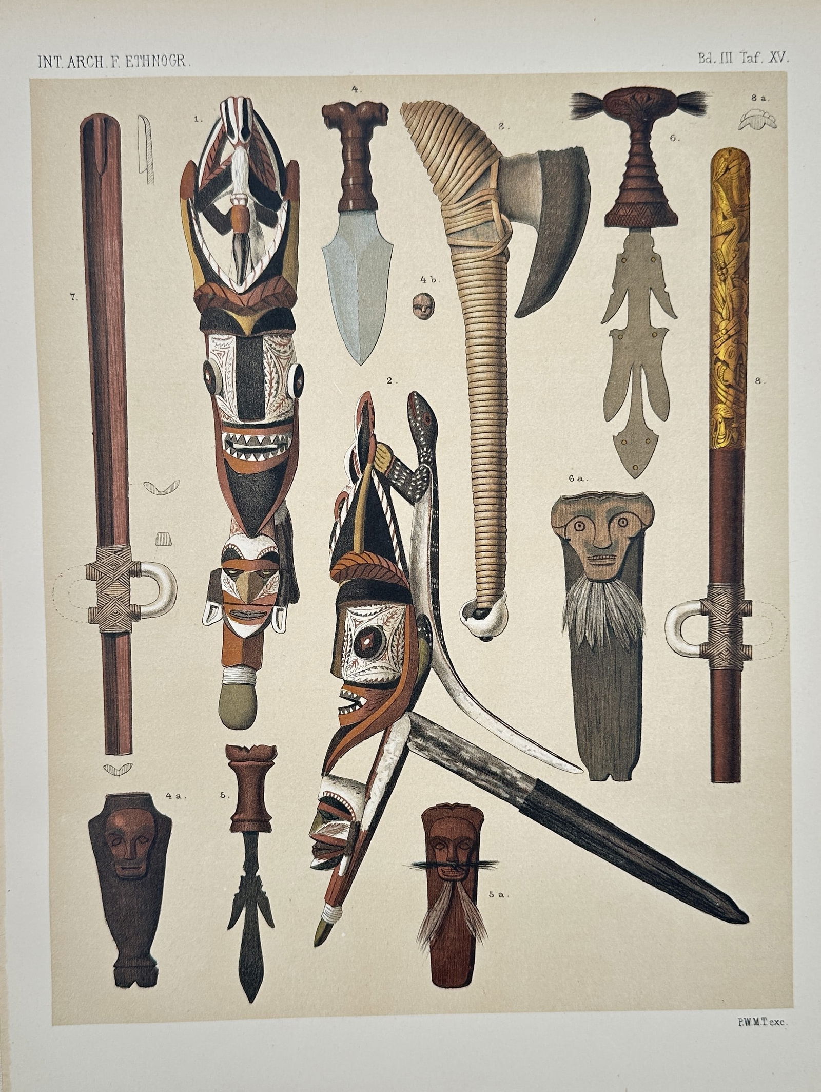 Pieter Willem Marinus Trap (1821–1905) – Ethnographic Masks and Tools from New Guinea (1 of 2)