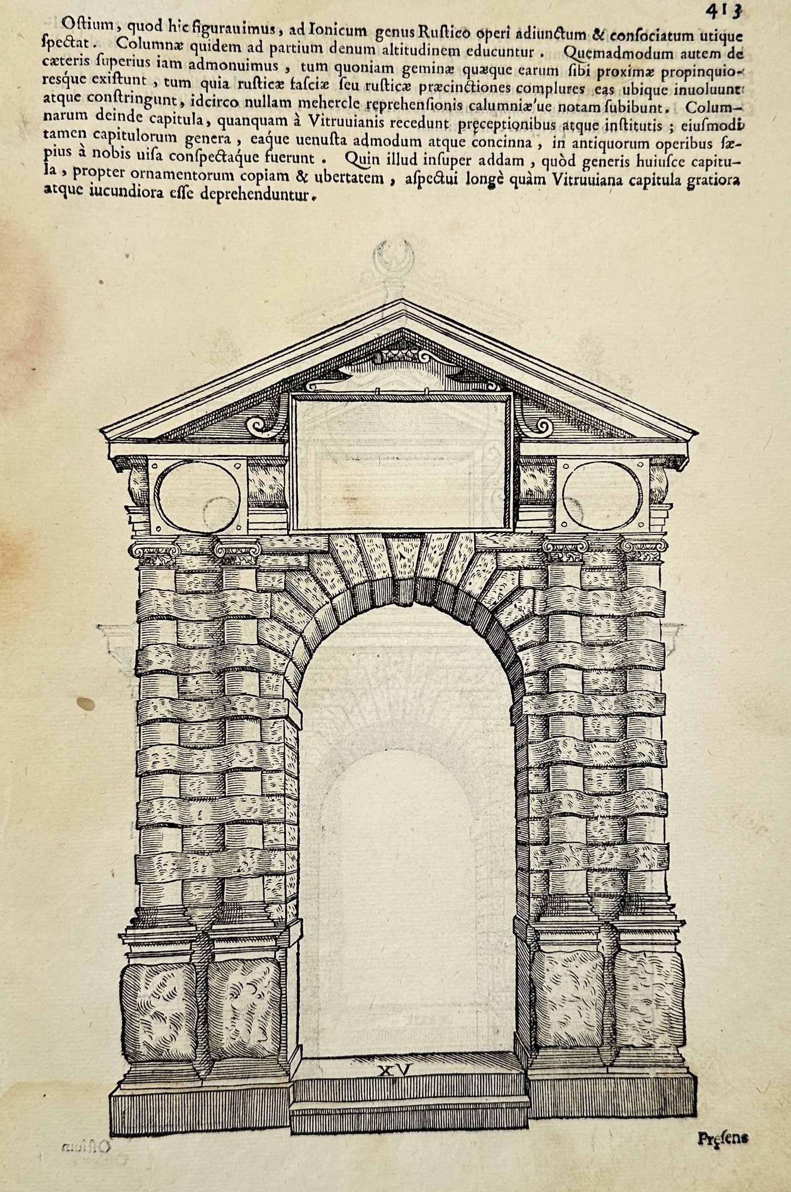 Sebastiano Serlio – Architectural Study of a Rustic Ionic Portal – Woodcut (16th Century) (1 of 2)