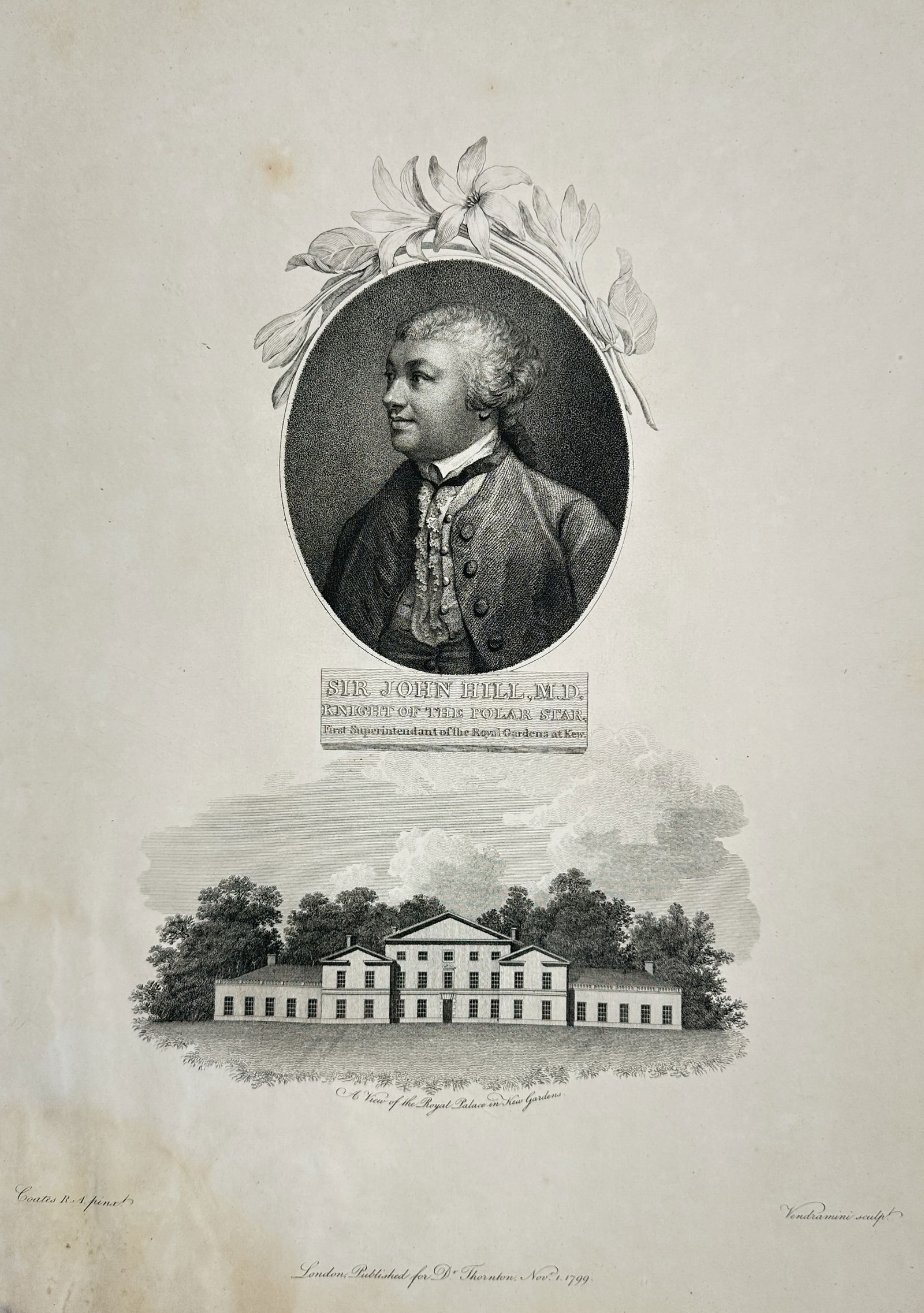 Robert John Thornton (1768–1837) – Portrait of Sir John Hill M.D. – Engraving (1799) (1 of 2)