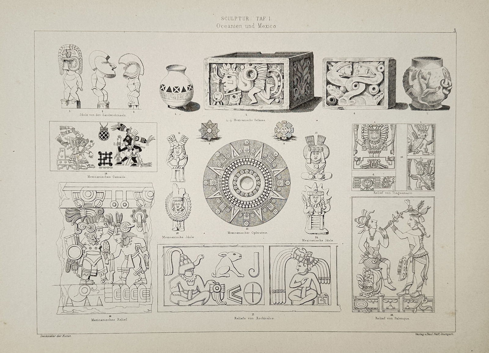 Paul Neff (Active 19th Century) – Archaeological Sculptures from Oceania and Mexico (1 of 2)