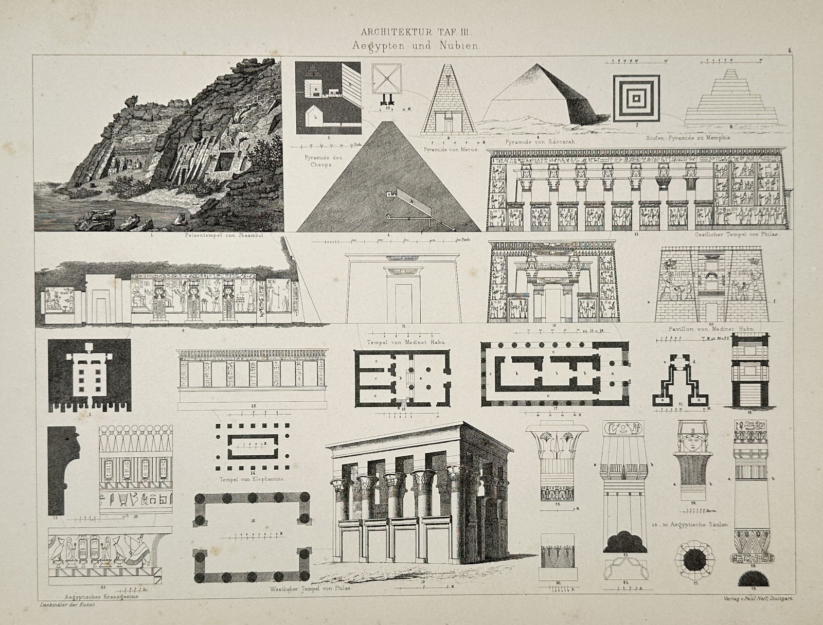 Paul Neff (Active 19th Century) – Architecture of Egypt and Nubia – Illustration (1880–1890) (1 of 2)