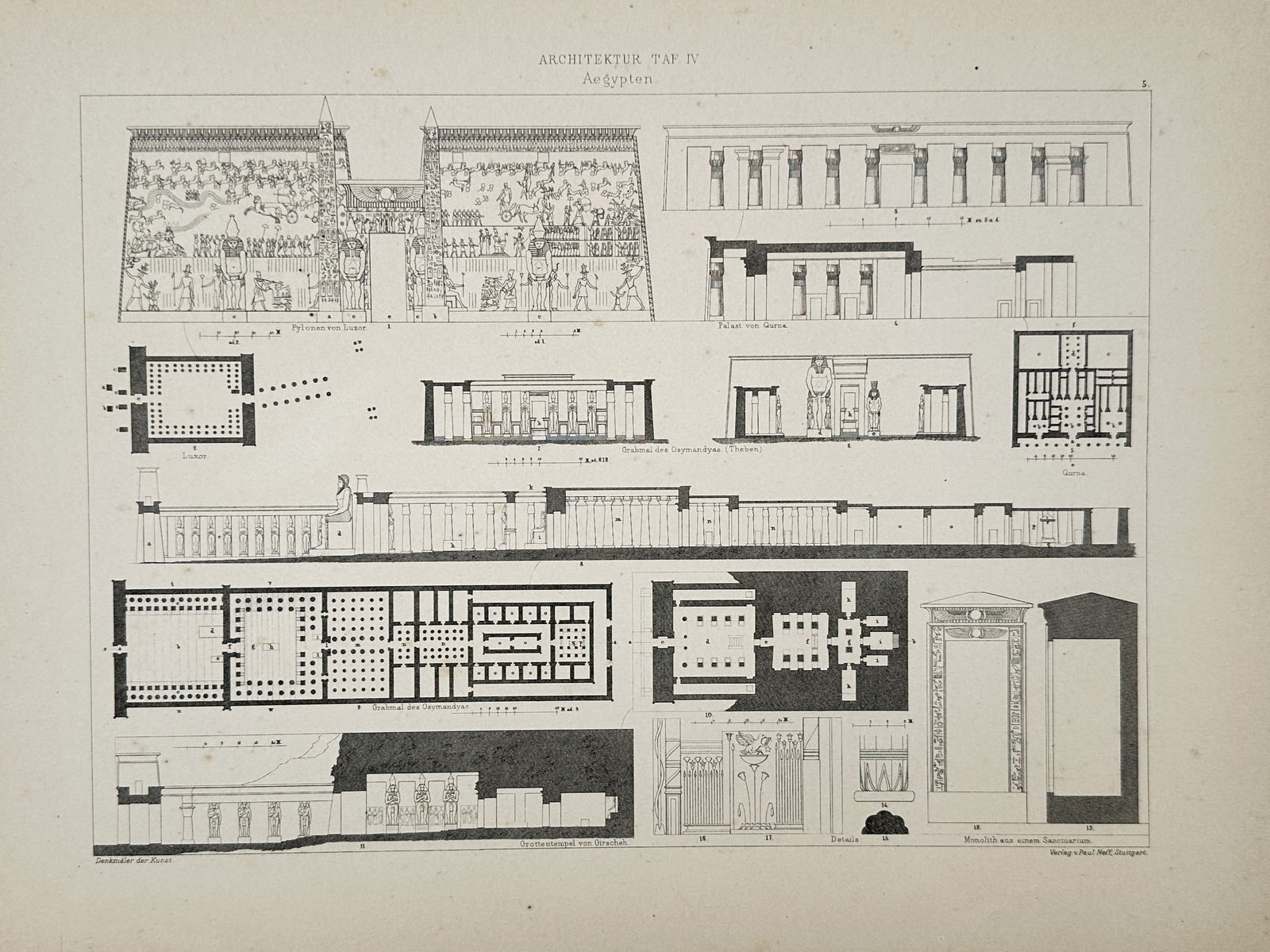 Paul Neff (Active 19th Century) – Architecture of Ancient Egypt – Illustration (1880–1890) (1 of 2)