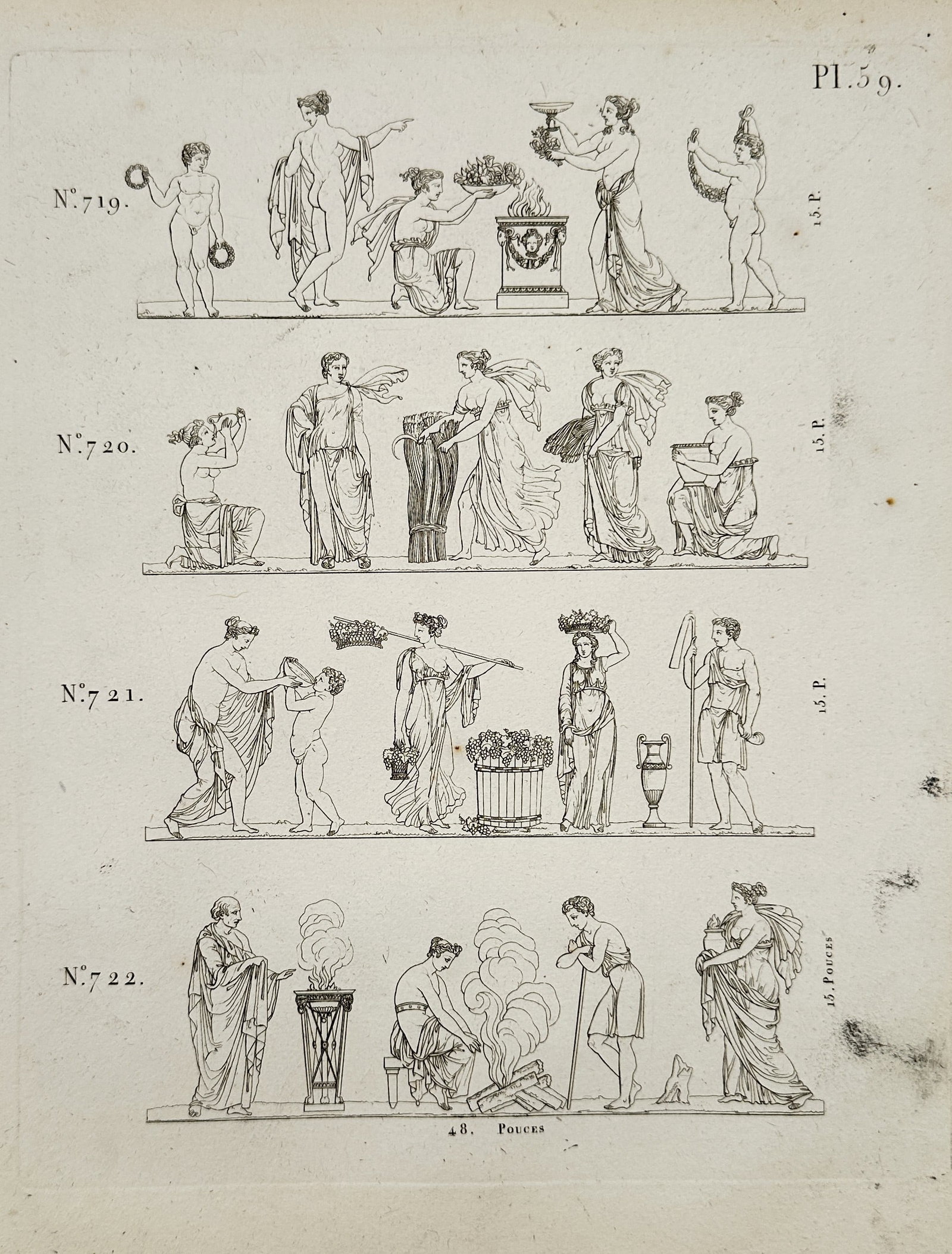 Joseph Beunat – Neoclassical Figural Friezes – Etching (c. 1813) (1 of 2)
