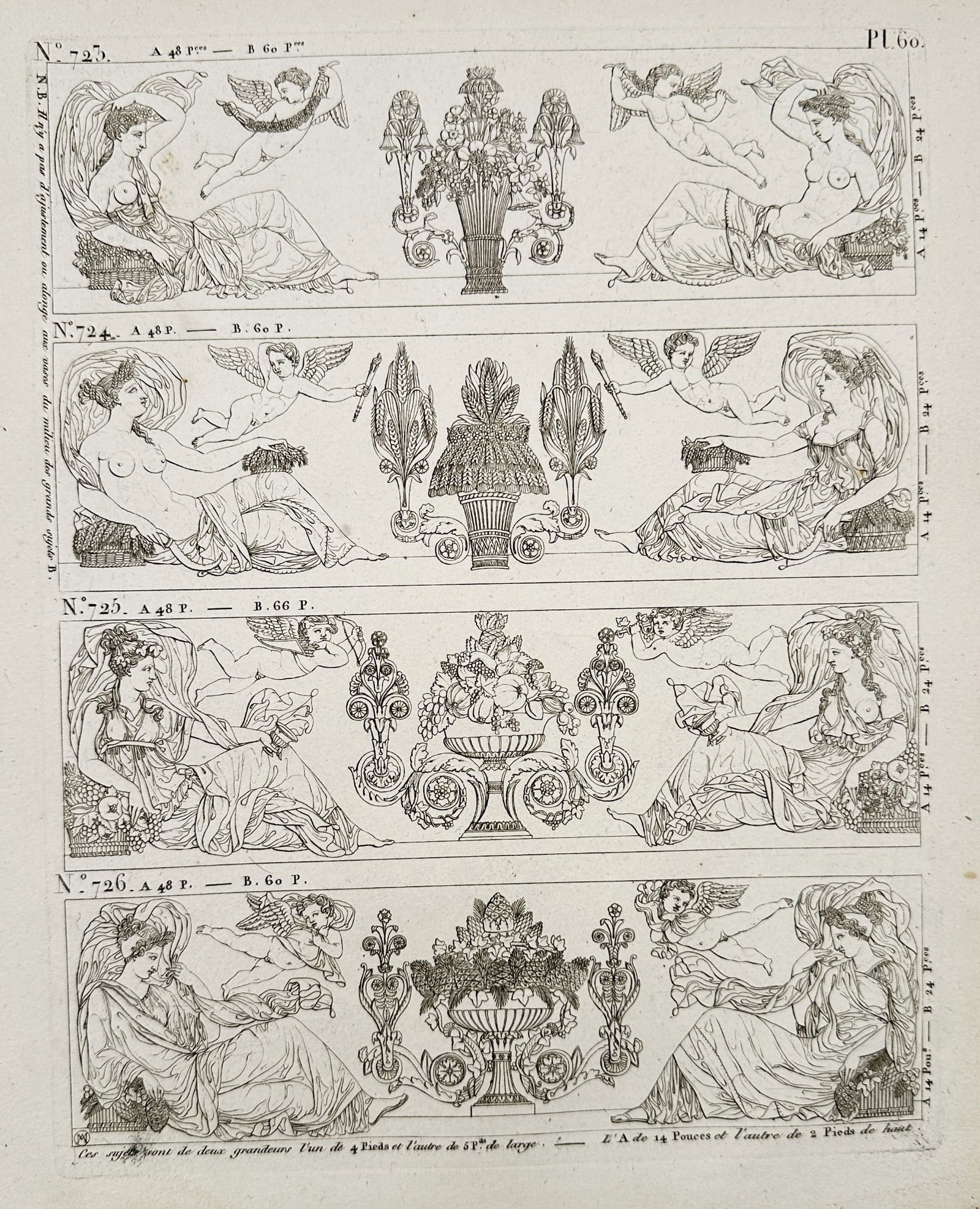 Joseph Beunat (19th century) - Designs for Neoclassical Friezes with Figures (1 of 2)