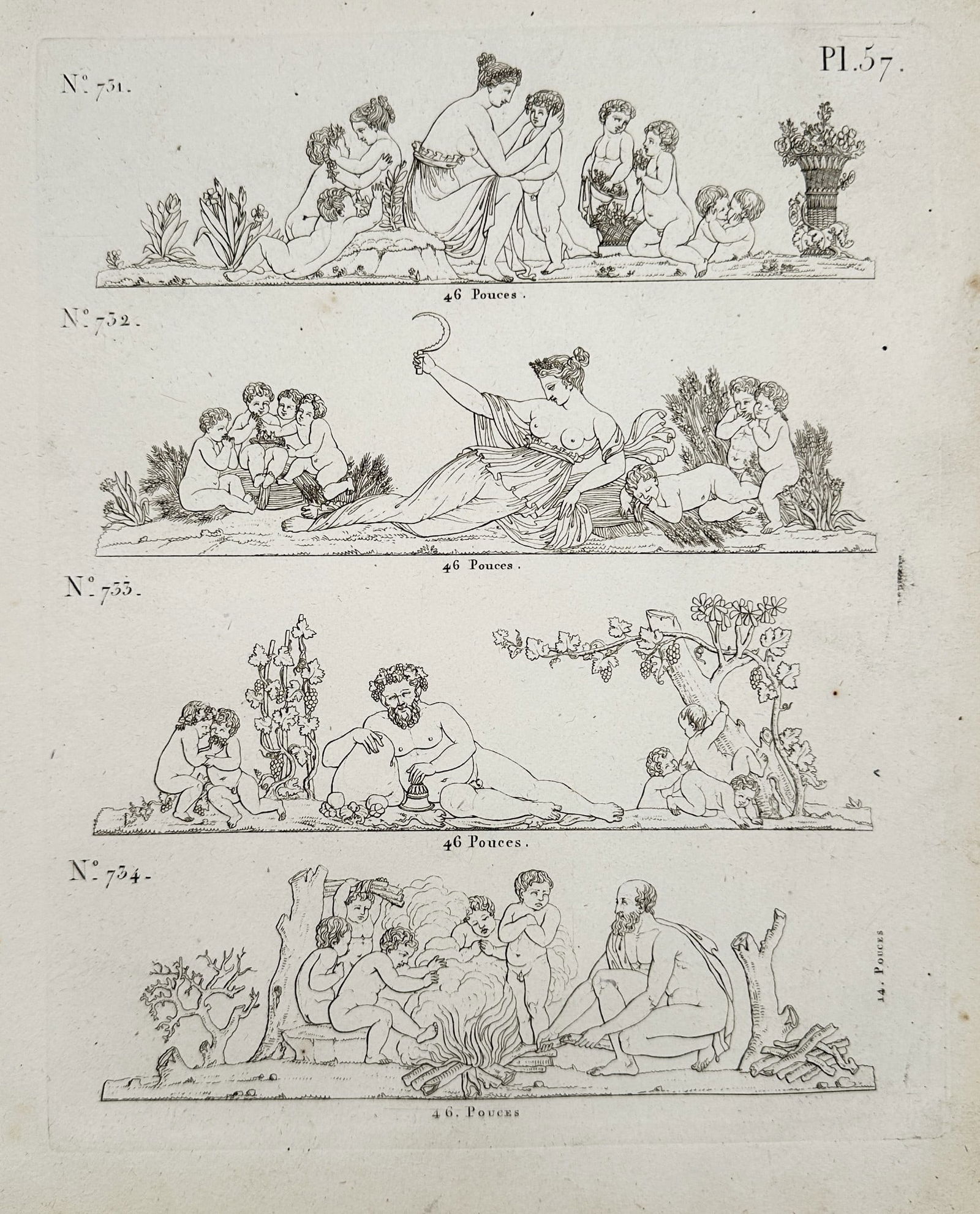 Joseph Beunat (19th century) - Frieze Designs with Mythological and Pastoral Fig (1 of 2)