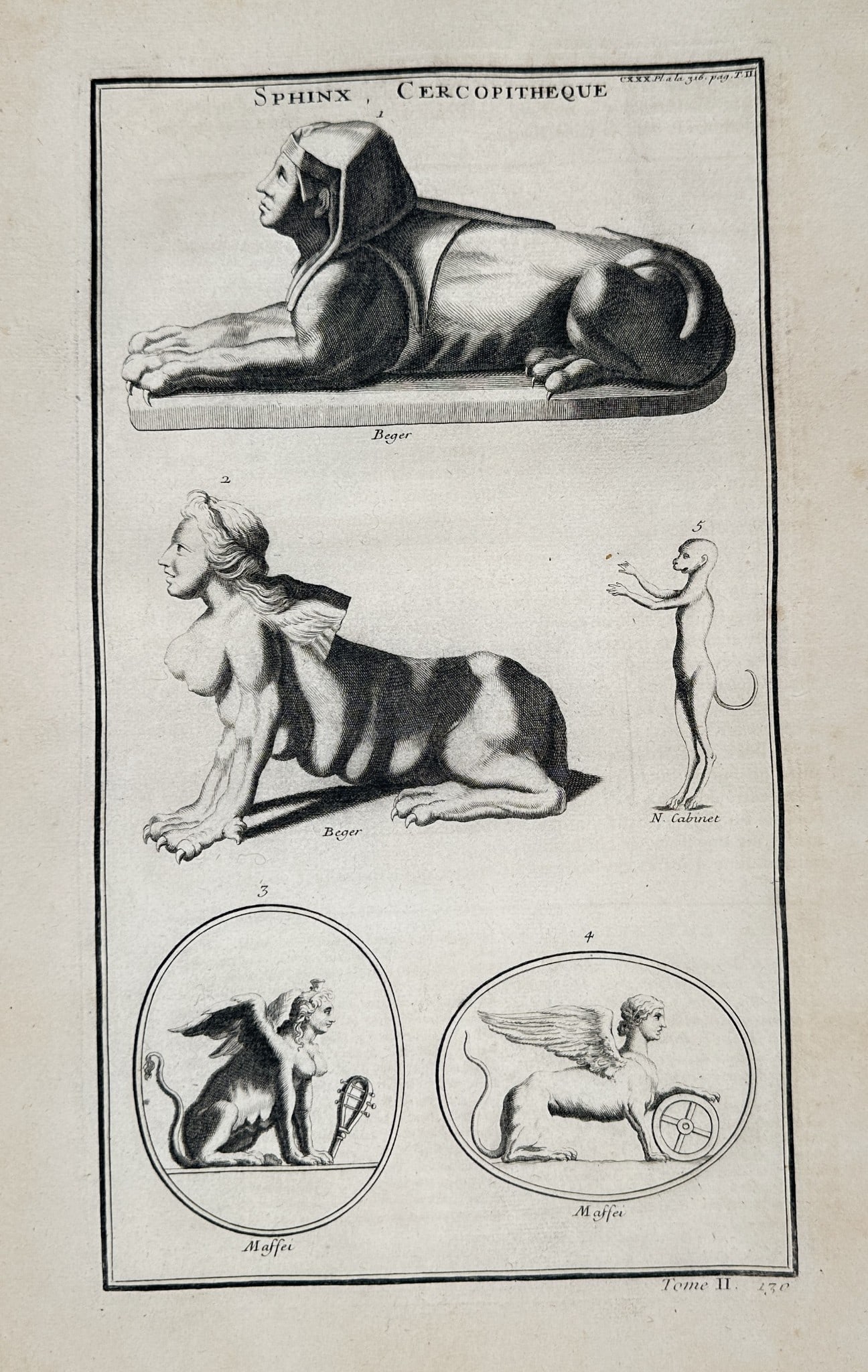 Bernard de Montfaucon (1655–1741) - Studies of Mythological Sphinx and Classical (1 of 2)