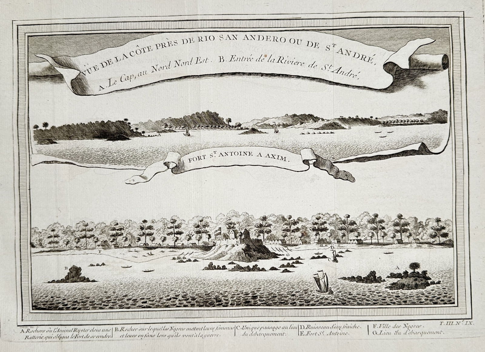 Abbé Prévost (1697–1763) – Topographical View of the Coast of Rio San Ander (1 of 2)