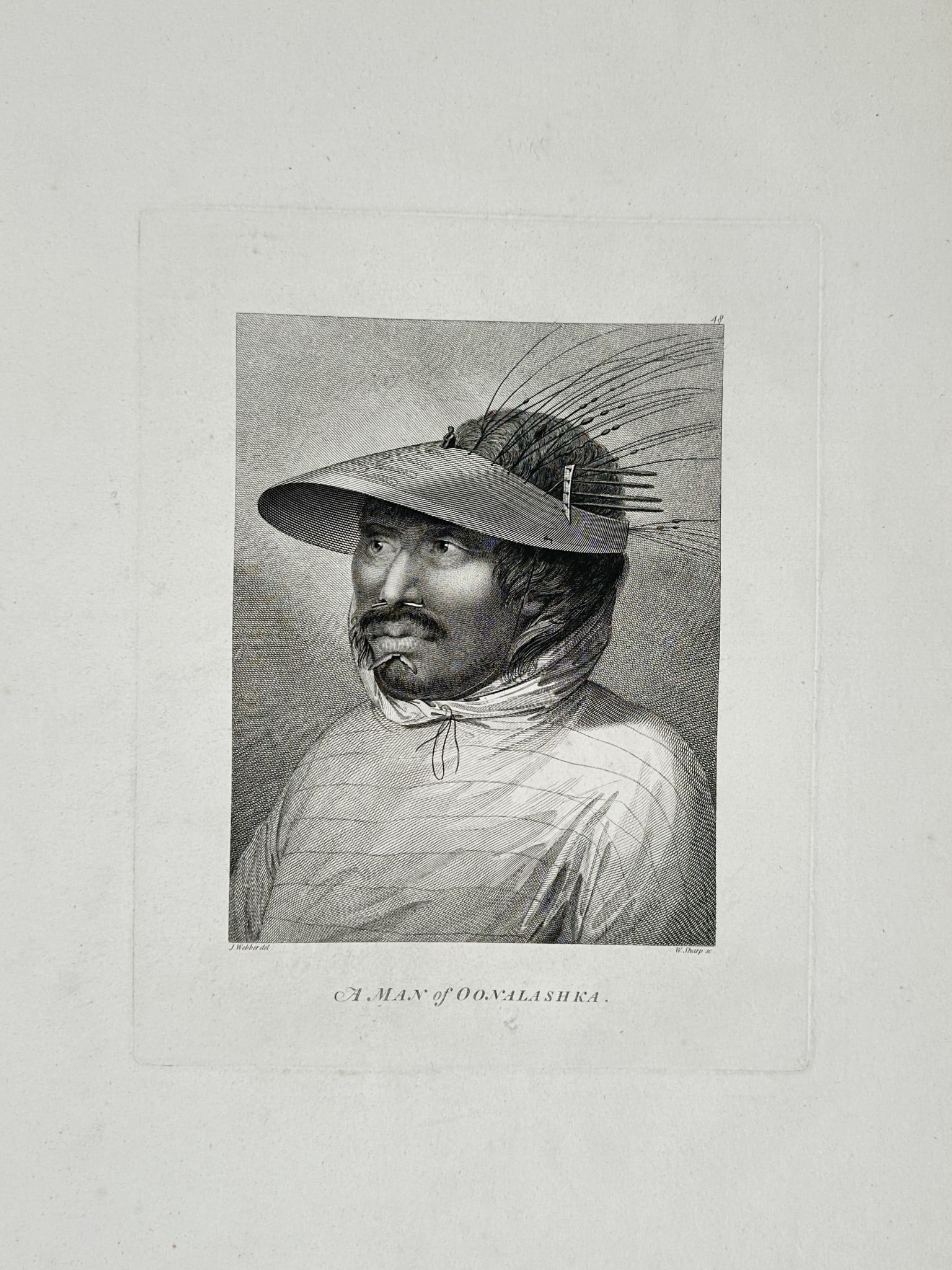 John Webber (1751–1793) - A Man of Oonalashka (Unalaska) - Copperplate (1 of 2)