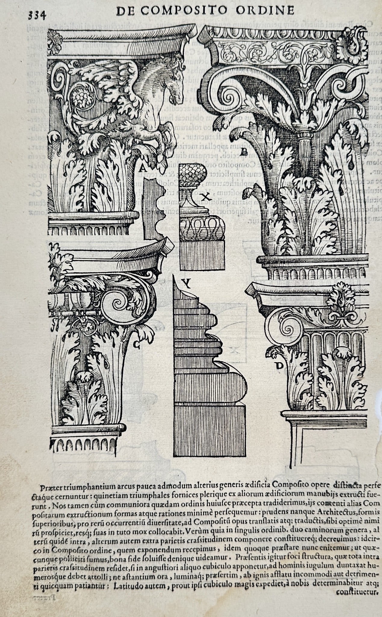 Sebastiano Serlio (1475–1554) - Details of the Composite Order Capital - Woodcut (1 of 2)