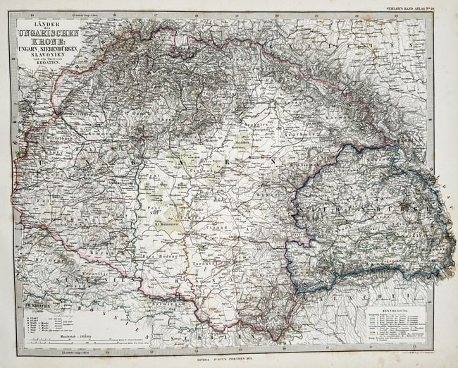 Adolf Stieler, after – Map of the Lands of the Hungarian Crown, Austro-Hungarian (1 of 2)