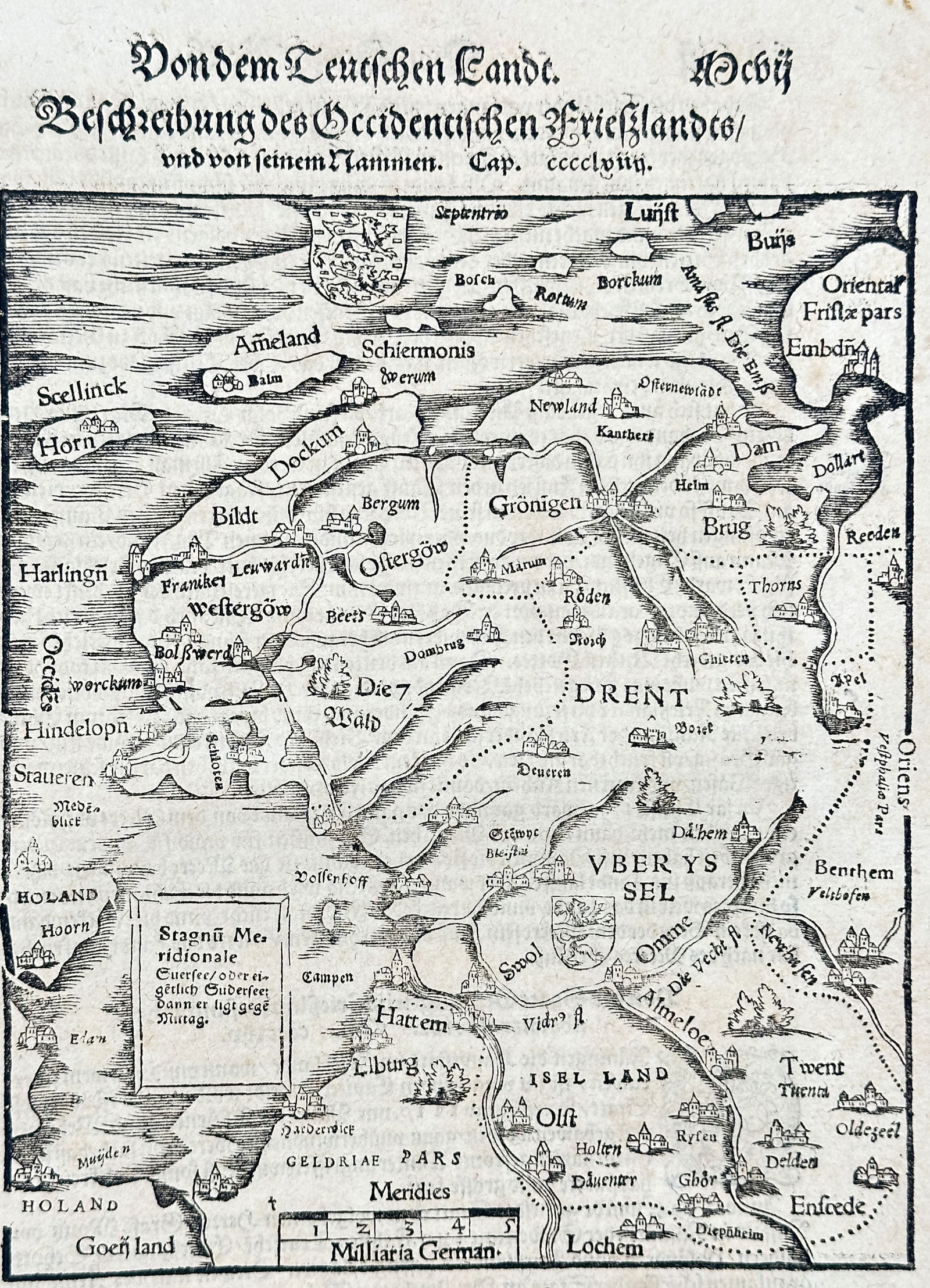 Sebastian Munster (1488–1552) – Map of West Friesland (Beschreibung des Occidentischen) (1 of 2)