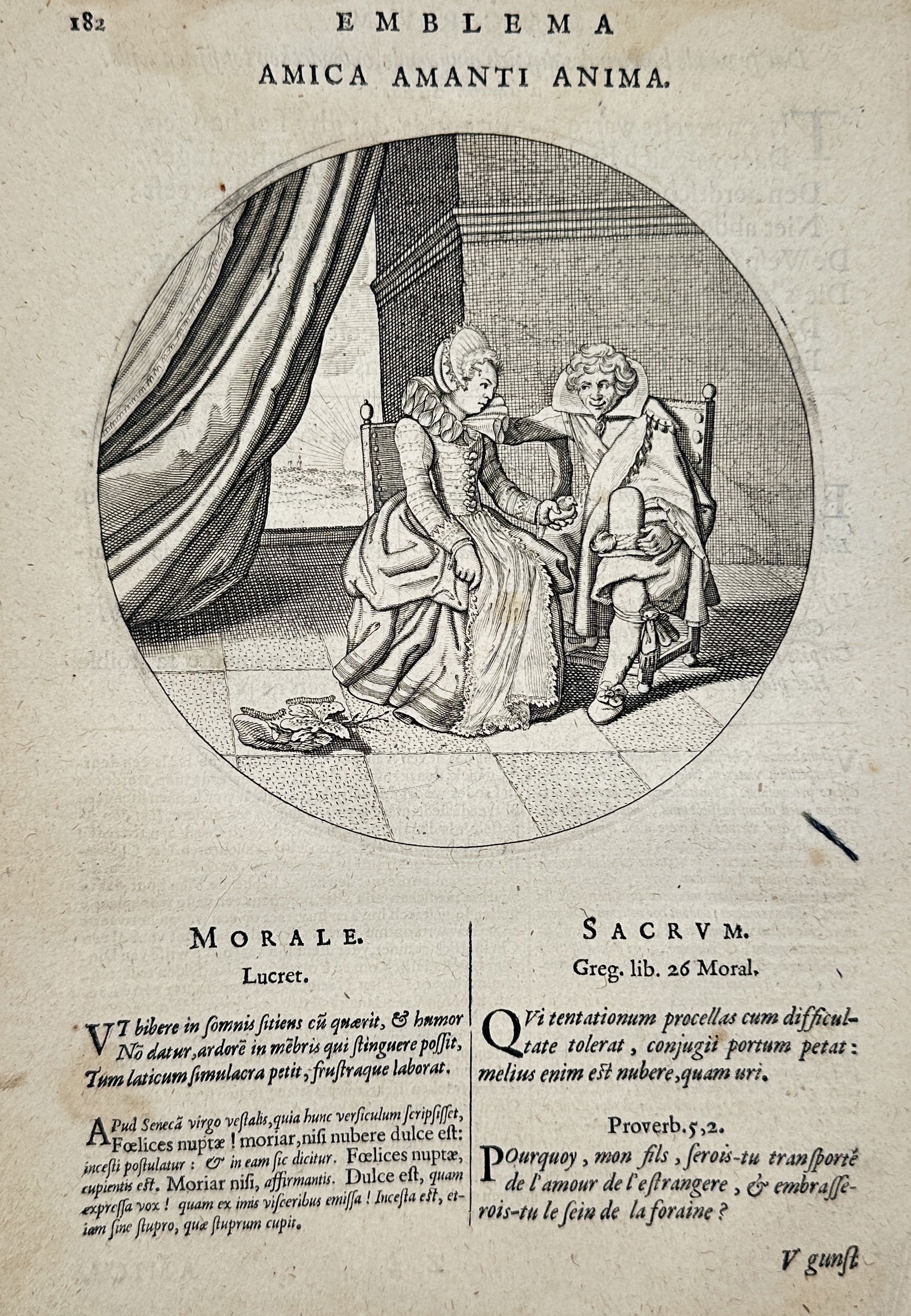 Jacob Cats (1577–1660) – Amica Amanti Anima (A Friend is a Soul to a Lover) – Copperplate (1 of 2)