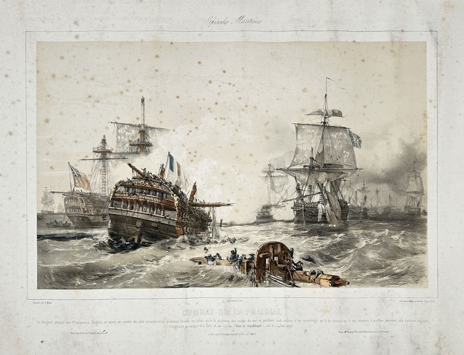Auguste Mayer (1805–1890) – Naval Battle of the 13th Prairial (Combat du 13 Prairial) (1 of 2)