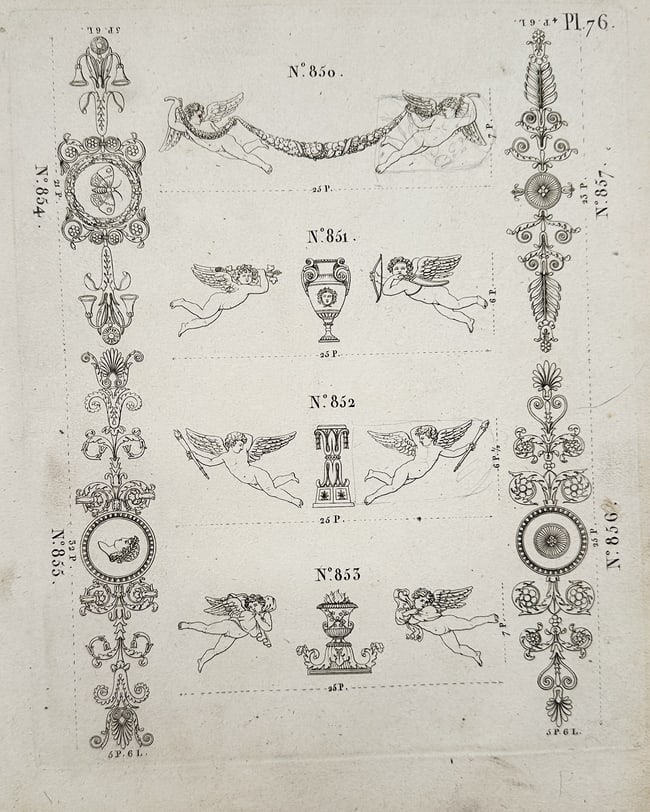 Joseph Beunat – Figural and Neoclassical Ornament Designs – Engraving (19th Century) (1 of 2)