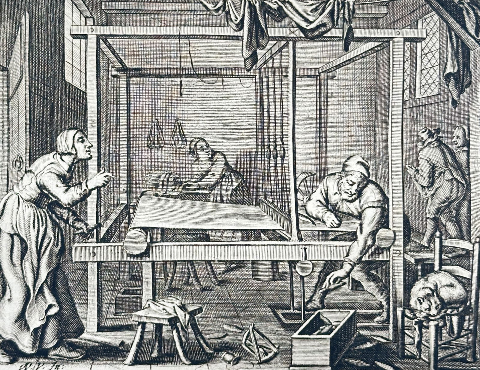 Jacob Cats (1577–1660) – Life Compared to a Weaver's Shuttle – Etching (1700) (1 of 3)
