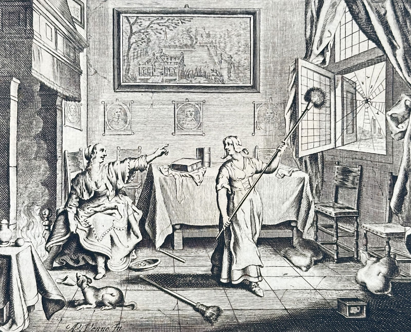 Jacob Cats (1577–1660) – Life and Labor Compared to a Spider – Etching (1700) (1 of 3)