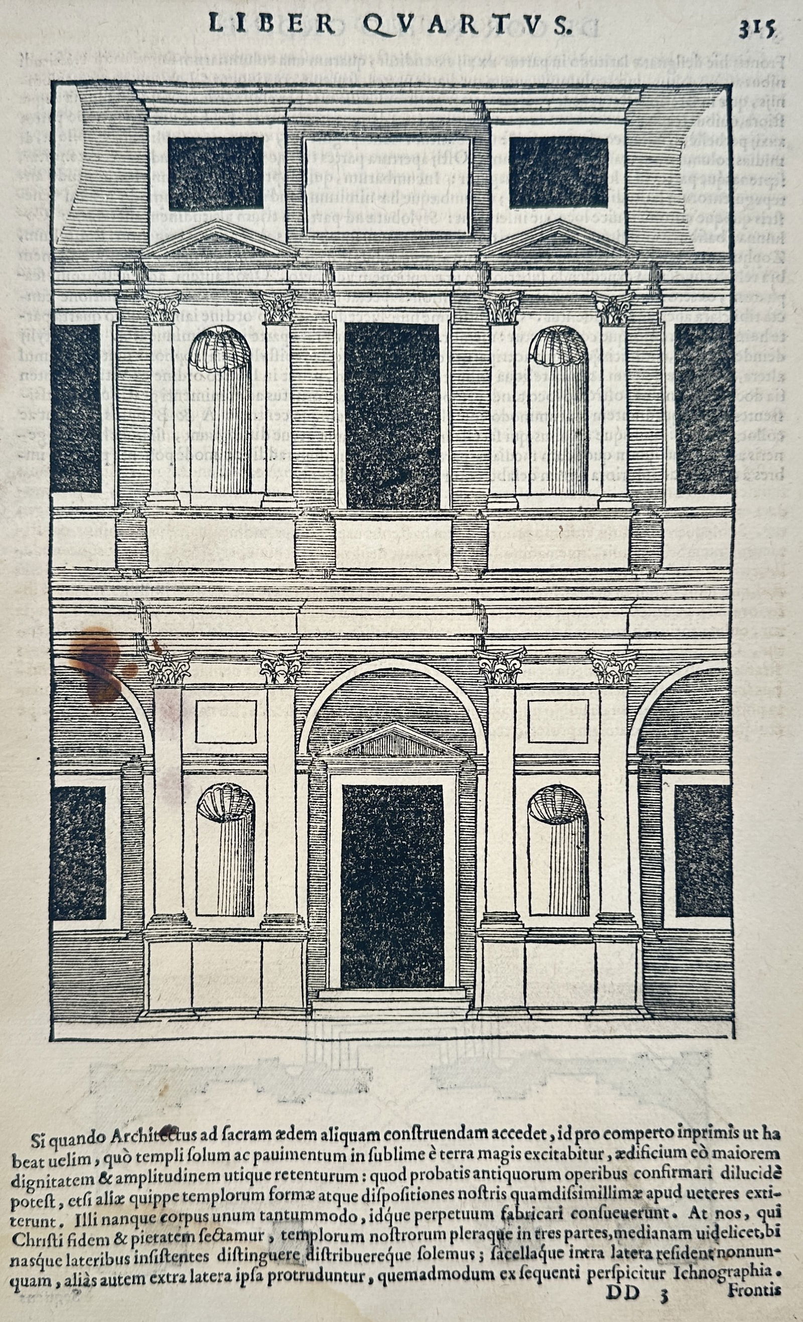 Sebastiano Serlio (1475–1554) – Façade of a Sacred Edifice – Woodcut (1545) (1 of 2)