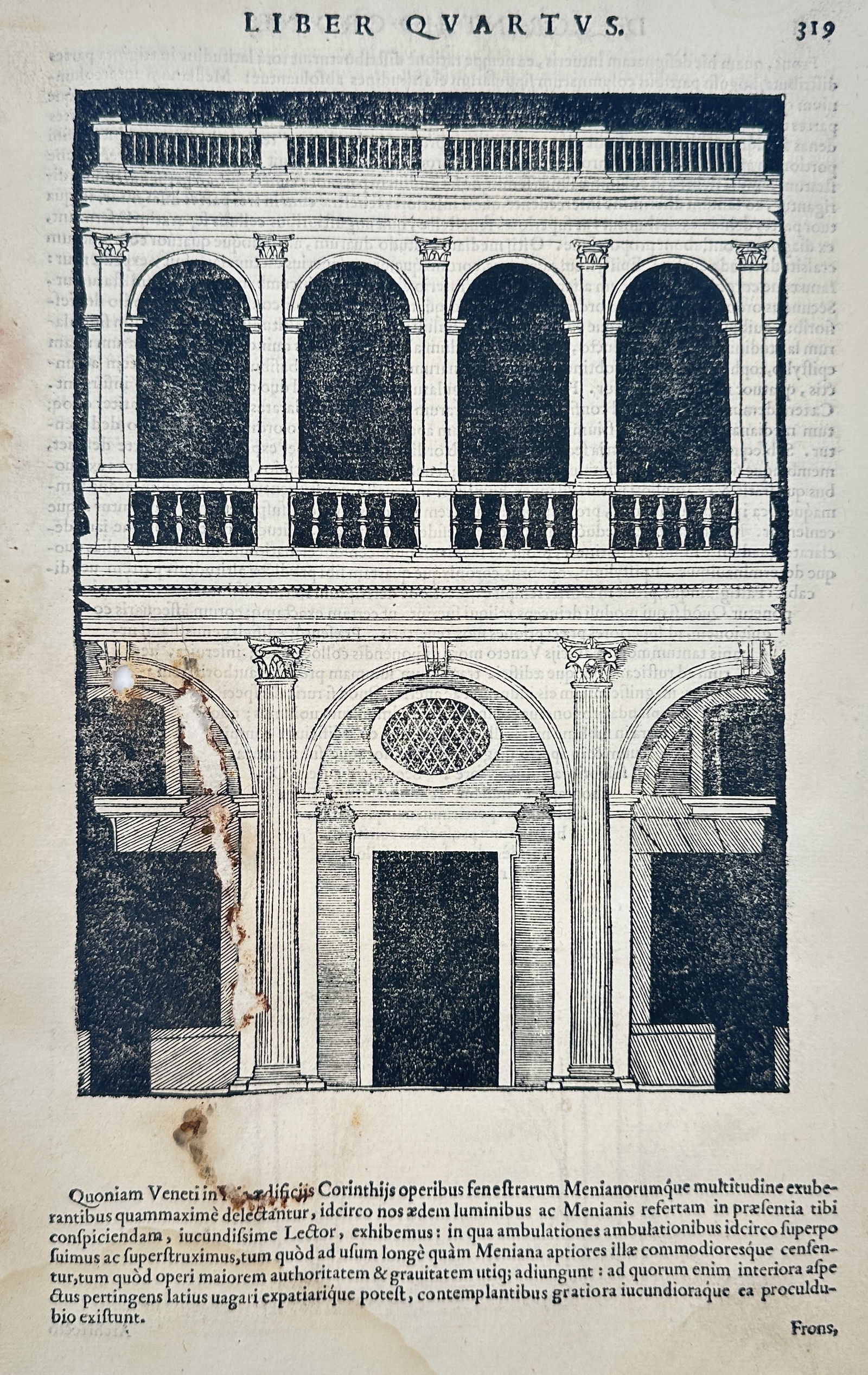 Sebastiano Serlio (1475–1554) – Venetian Corinthian Façade – Woodcut (1545) (1 of 2)