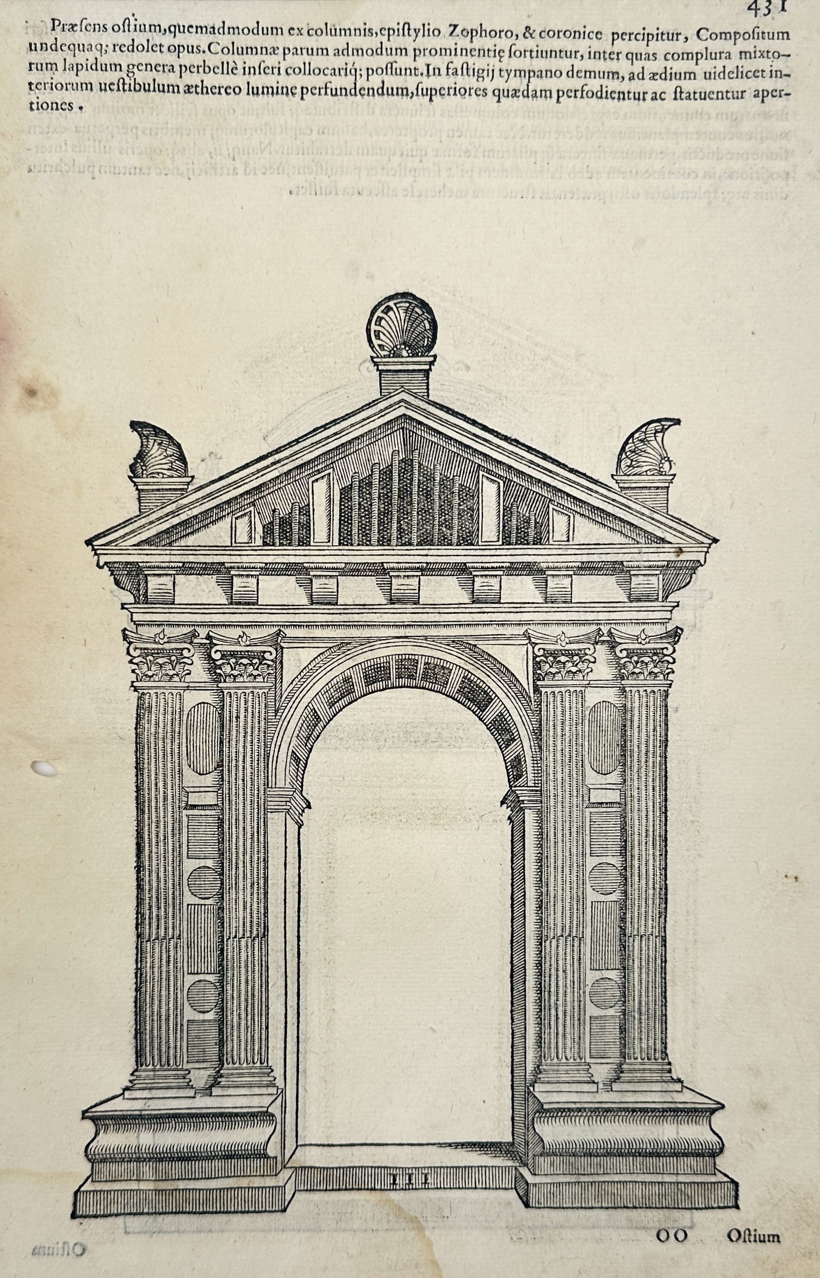 Sebastiano Serlio (1475–1554) – Architectural Elevation of a Composite Portal – Woodcut (1545) (1 of 2)
