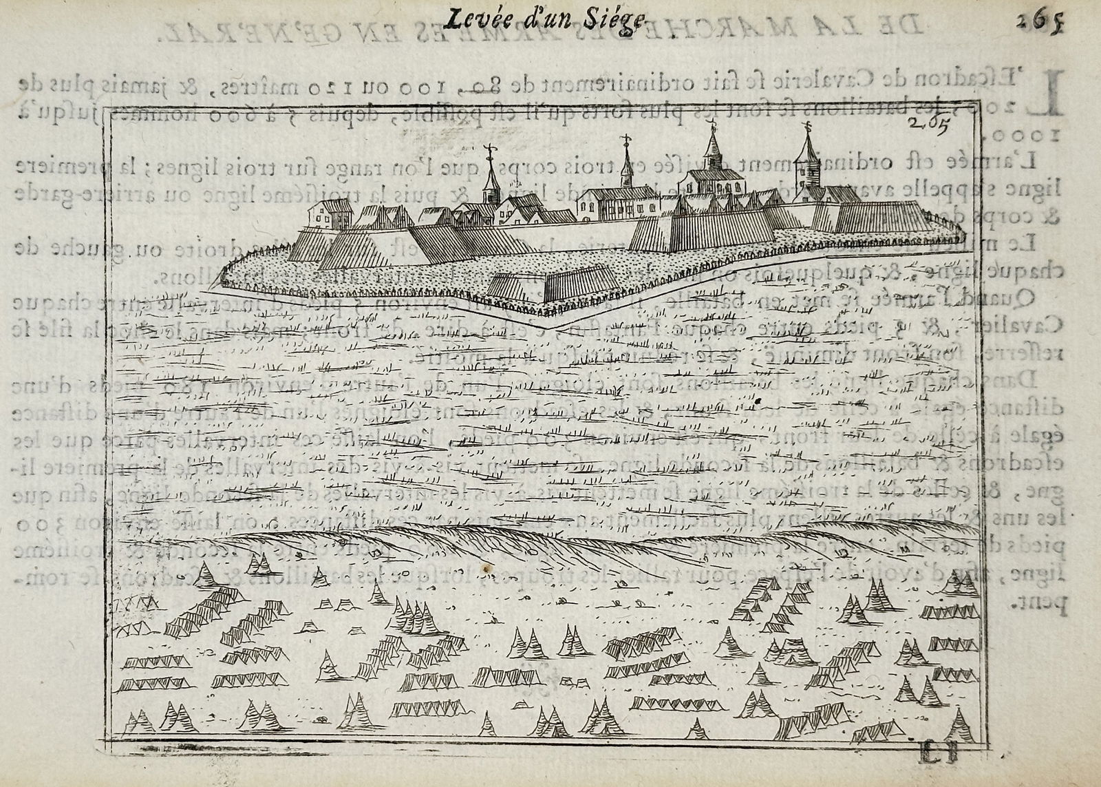 Allain Manesson Mallet (1630–1706) – The Raising of a Siege – Engraving (1684) (1 of 2)