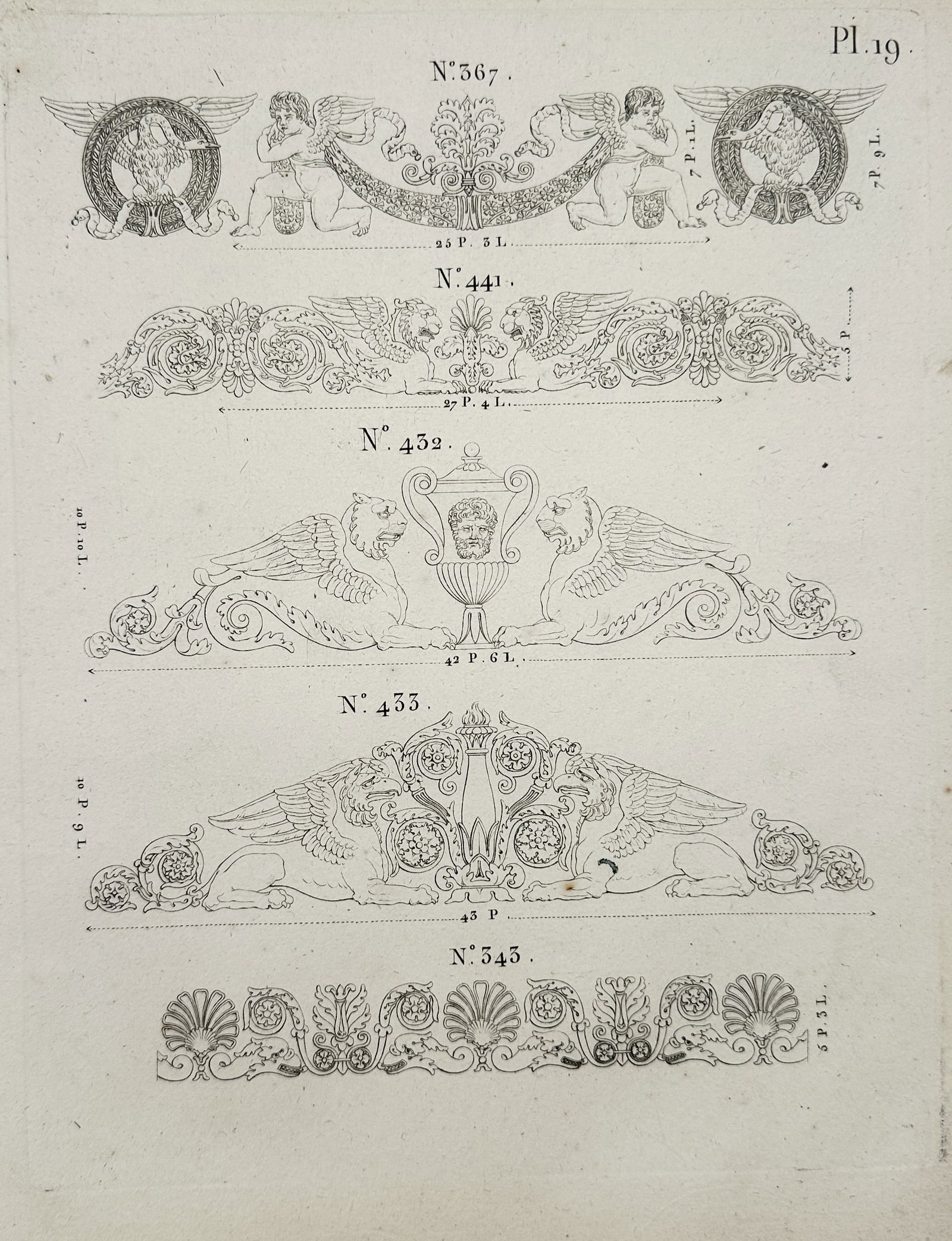 Joseph Beunat (active 1805–1830) – Architectural Ornament Designs – Engraving (1813) (1 of 2)