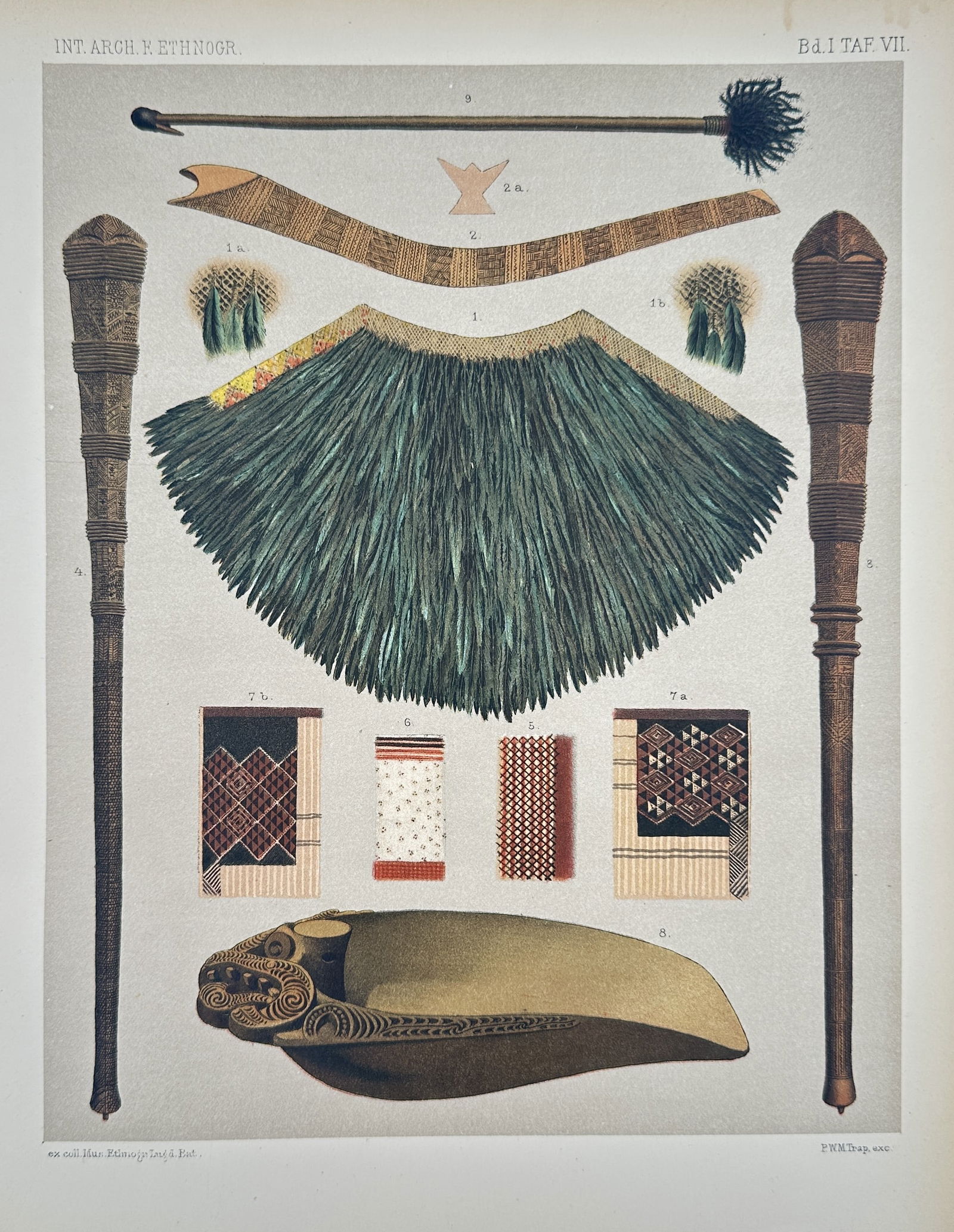 Pieter Willem Marinus Trap – Ethnographic Weapons and Ornaments – Lithograph (1888) (1 of 2)