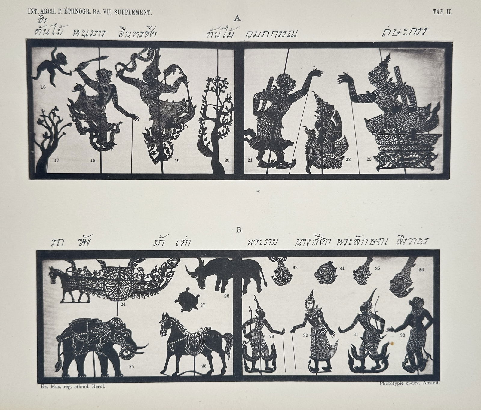 Clément Braun (1832–1909) – Traditional Thai Nang Yai Shadow Puppets – Phototype (1894) (1 of 2)