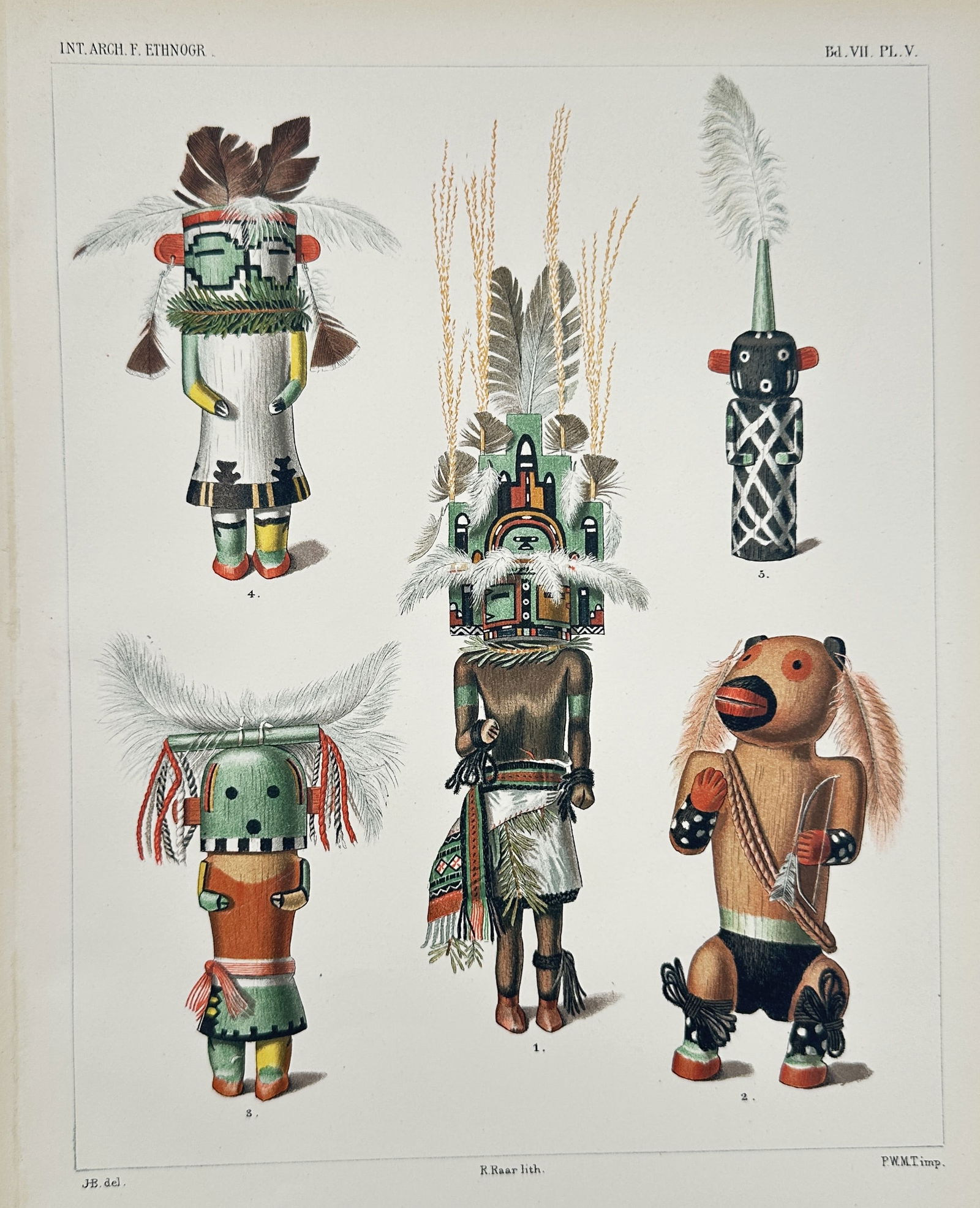 Pieter Willem Marinus Trap – Hopi Kachina Dolls – Lithograph (1894) (1 of 2)