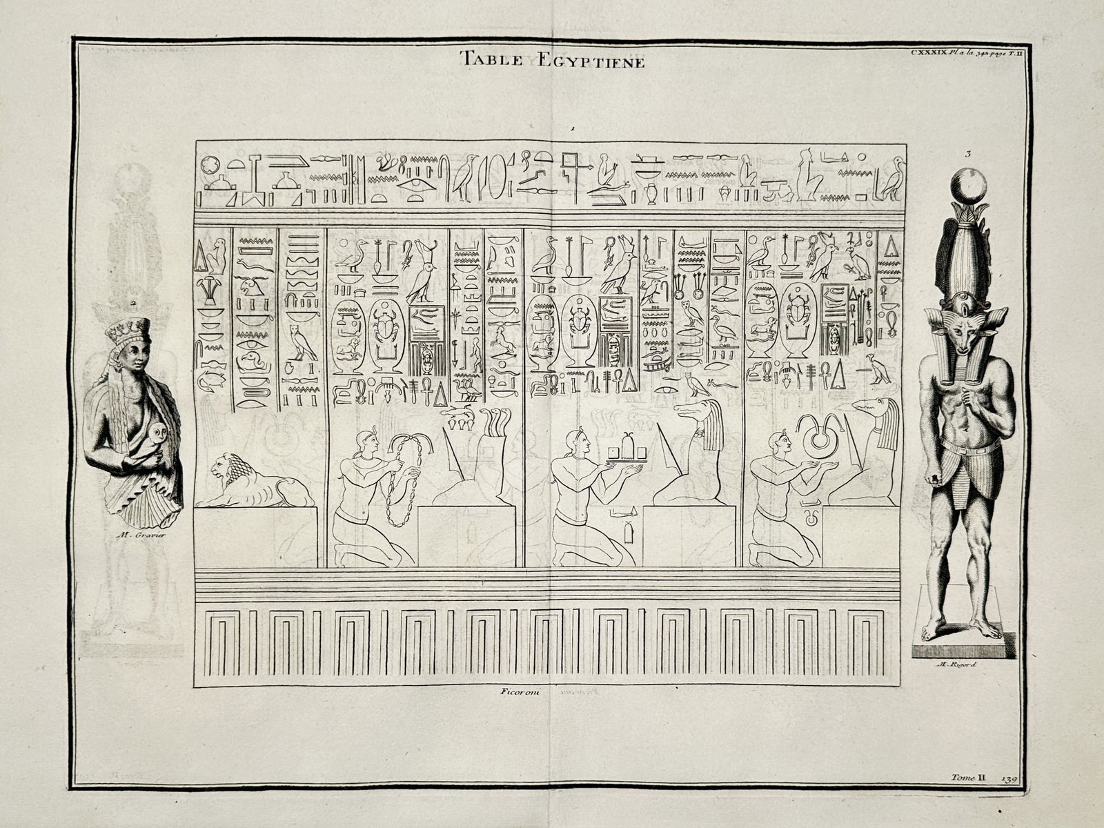 Bernard de Montfaucon – The Bembine Tablet of Isis and Egyptian Figures – engraving (1722) (1 of 2)