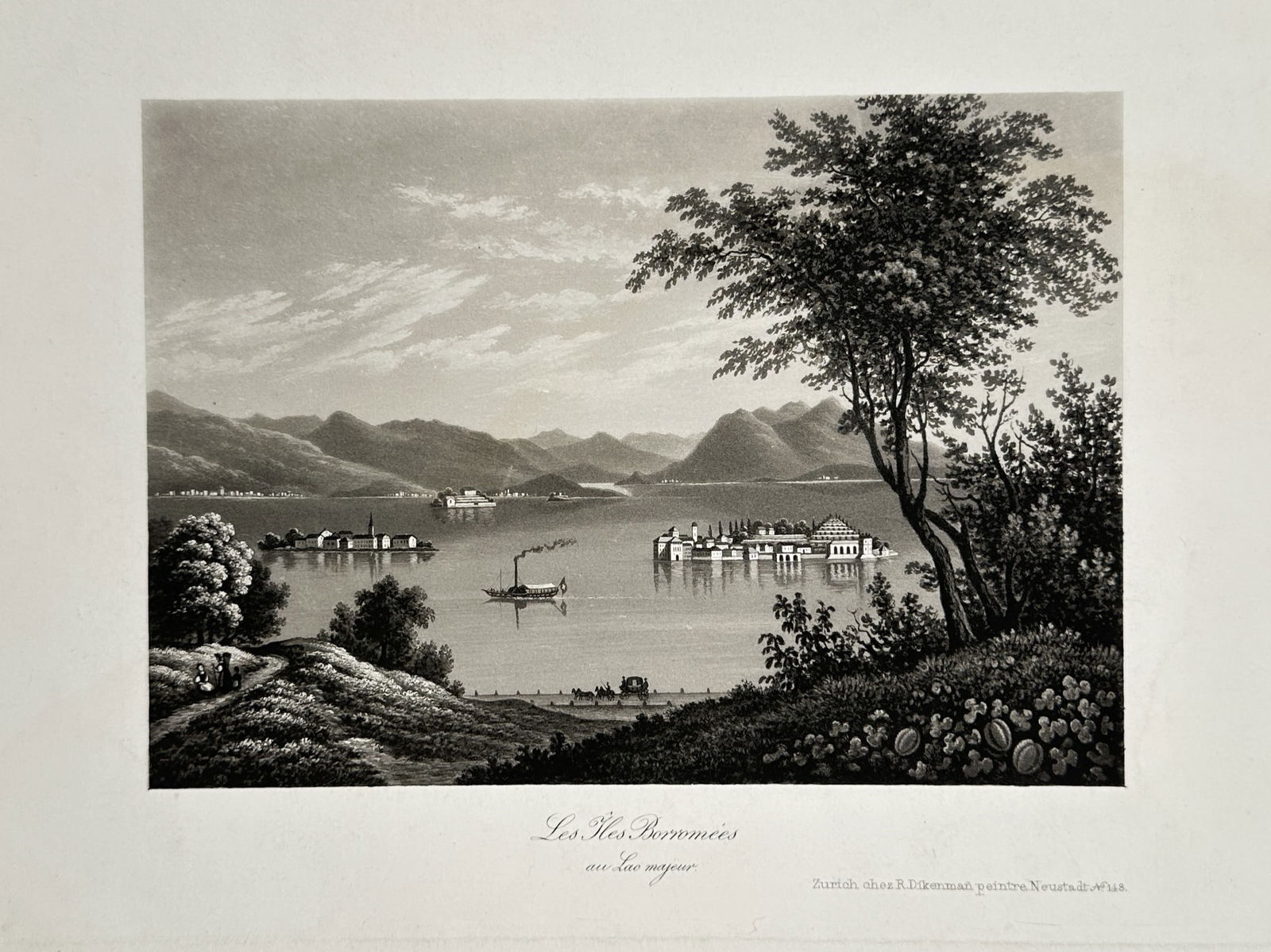 Rudolf Dikenmann (1793–1877) – View of the Borromean Islands on Lake Maggiore – Print (1 of 2)