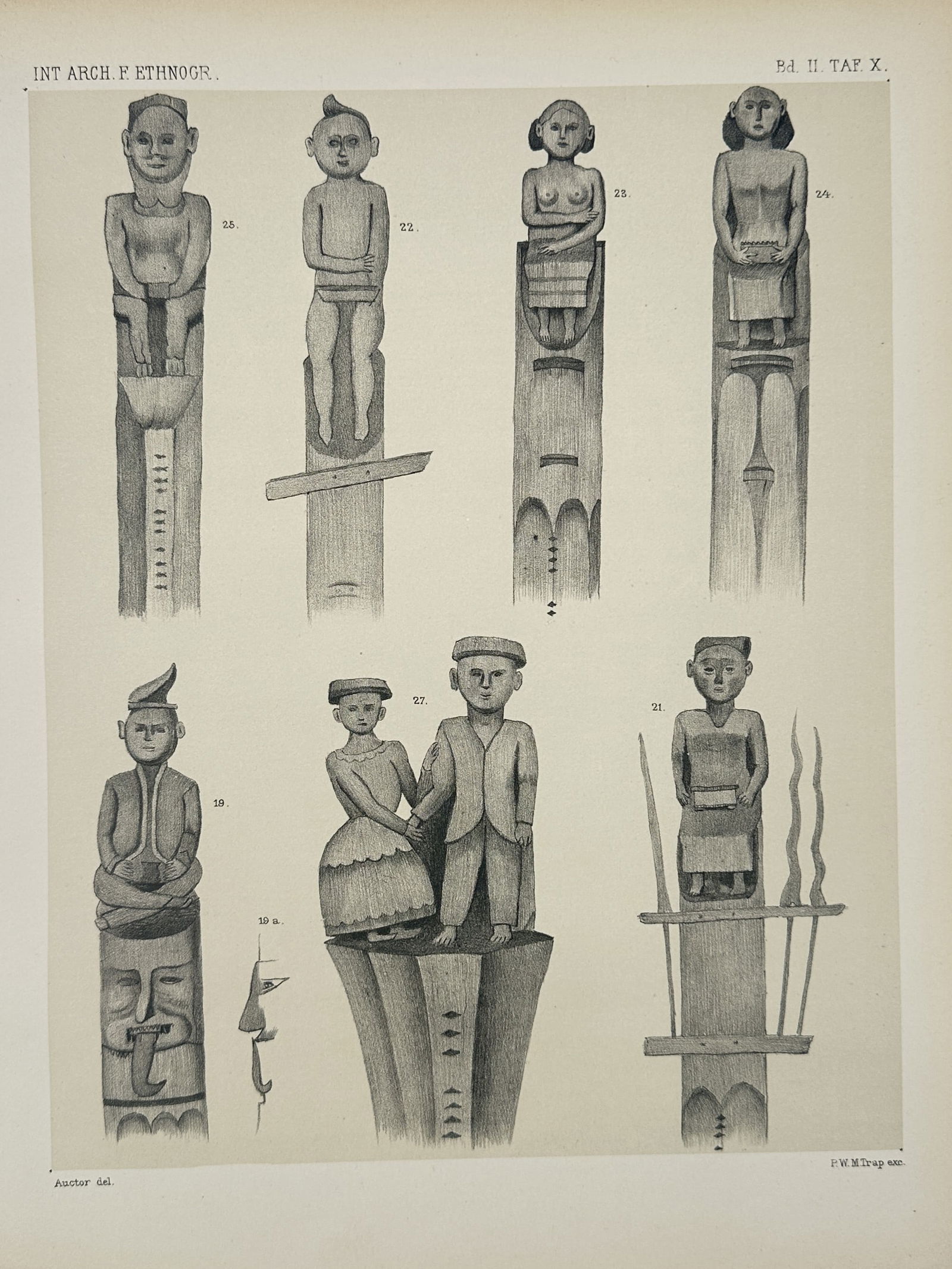 Pieter Willem Marinus Trap – Ancestor Figures and Totemic Carvings – Chromolithograph (1889) (1 of 2)