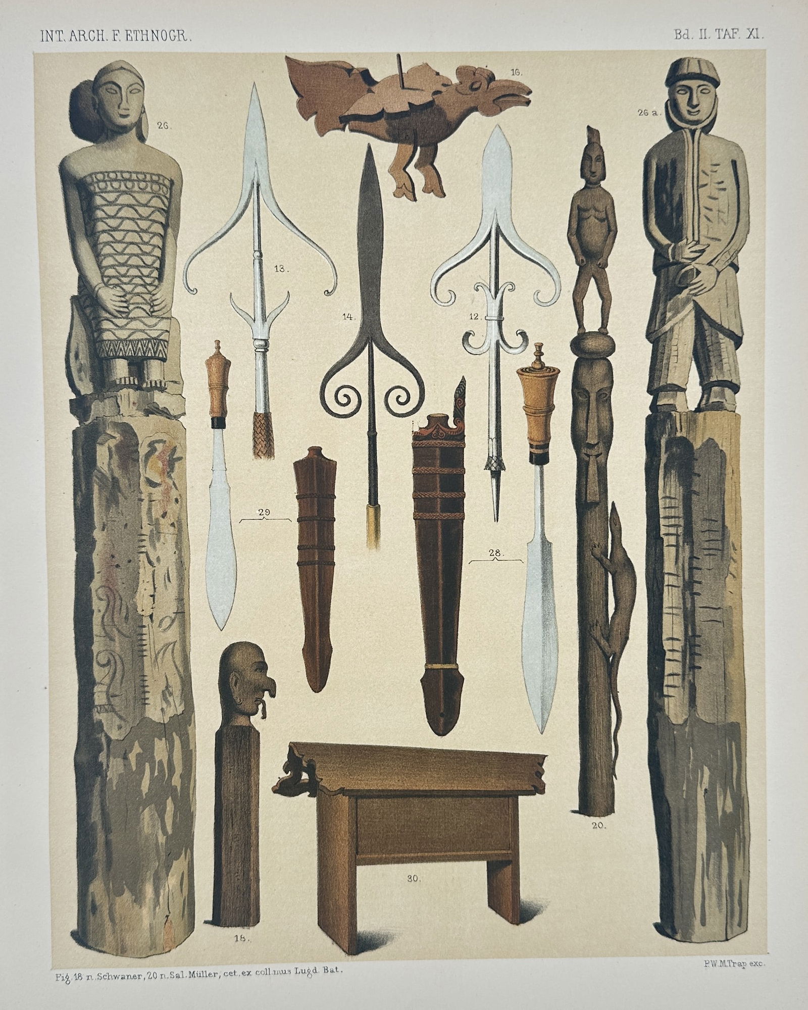 Pieter Willem Marinus Trap – Indonesian Ethnographic Objects and Weapons – Chromolithograph (1 of 2)