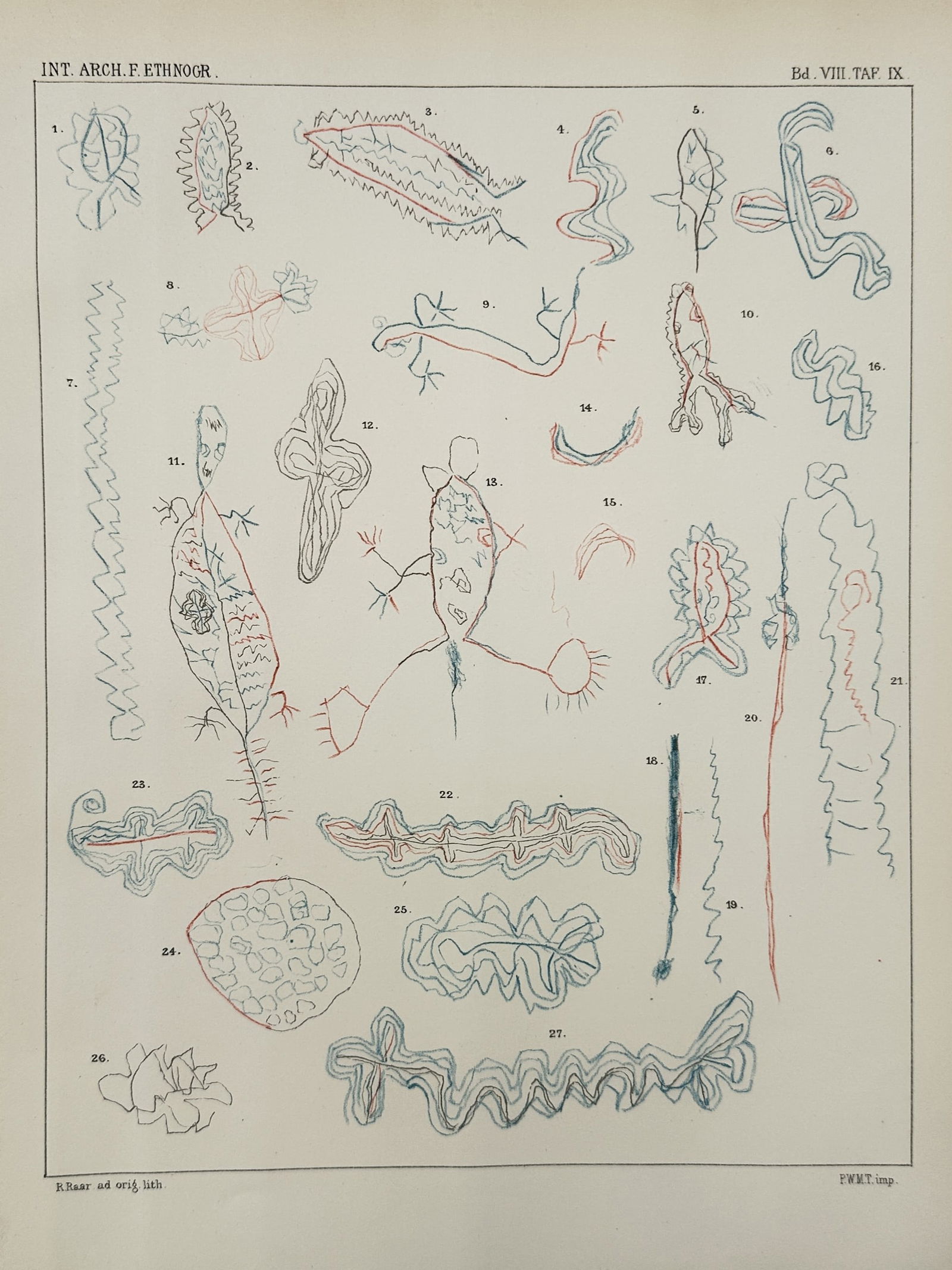 Pieter Willem Marinus Trap – Australian Aboriginal Rock Art and Markings – Chromolithograph (1 of 2)