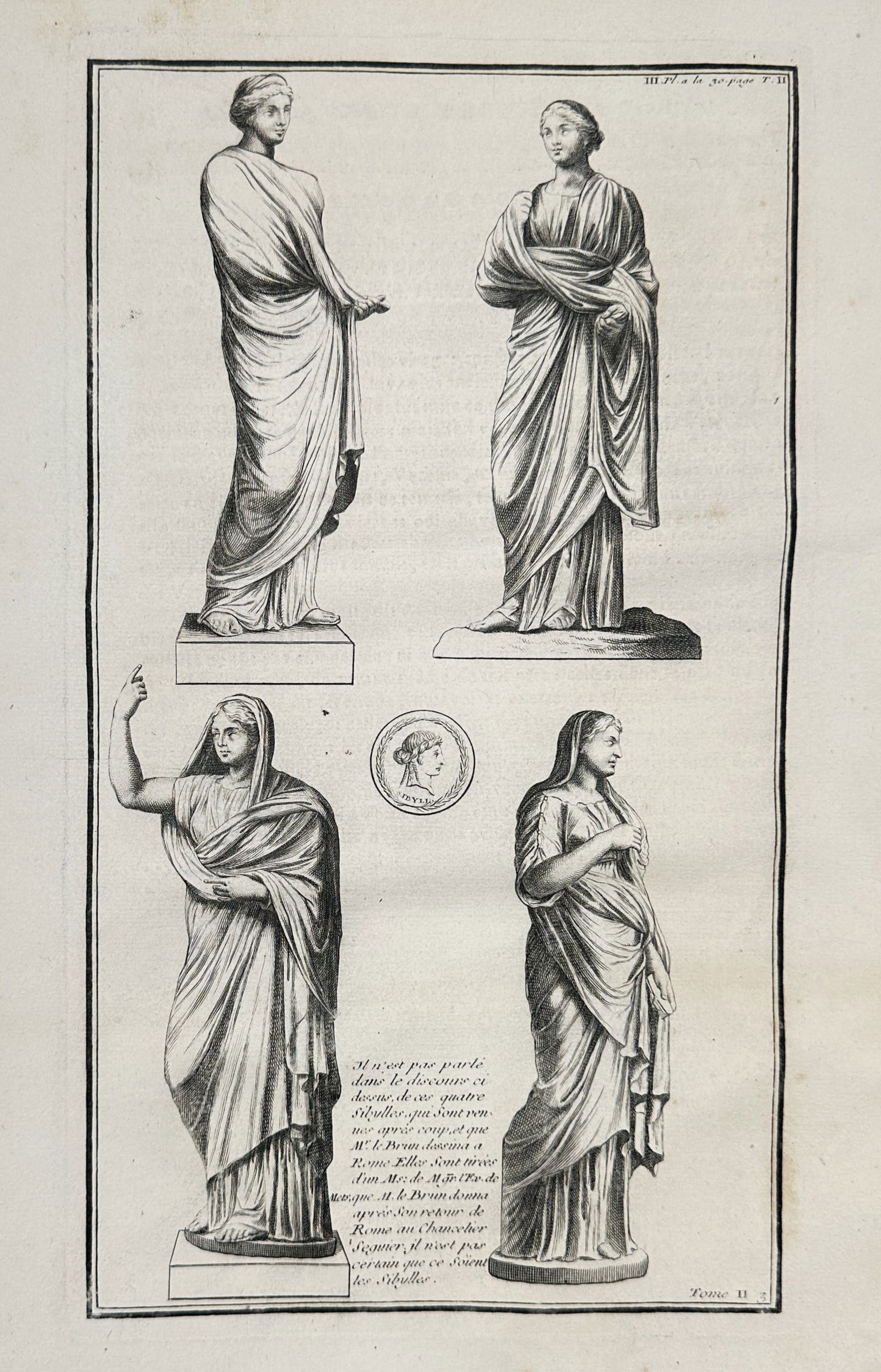 Bernard de Montfaucon (1655–1741) – Classical Sibyls and Sacred Statuary – Engraving (1722) (1 of 2)