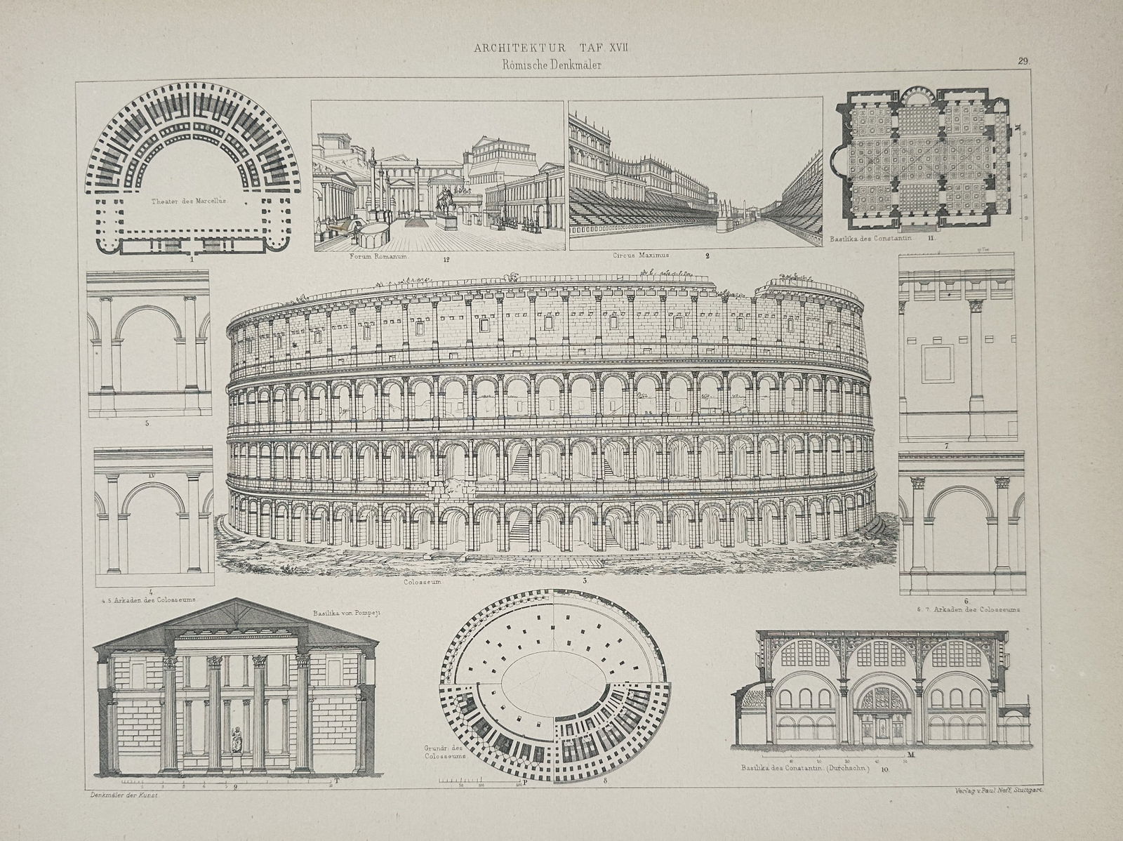 Paul Neff (Active 19th Century) – Roman Monuments – Illustration (c. 1880) (1 of 2)