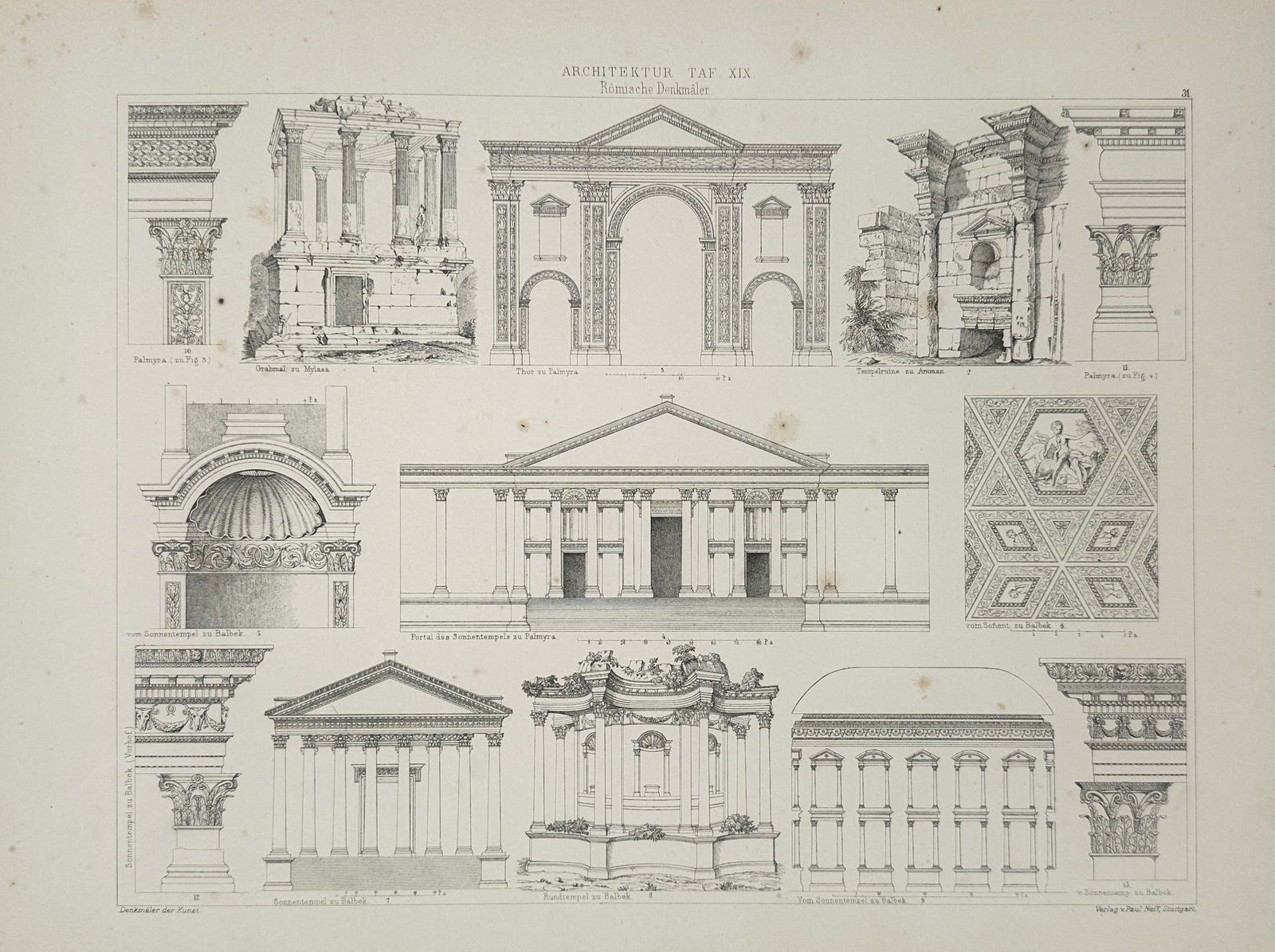 Paul Neff (Active 19th Century) – Roman Architecture and Monuments – Illustration (c. 1880) (1 of 2)