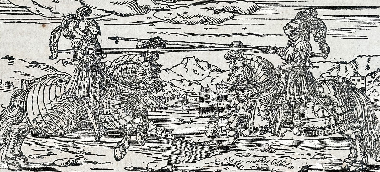 Sebastian Münster (1488–1552) – Illustration of a Tournament in Saxony – Woodcut (1550) (1 of 3)