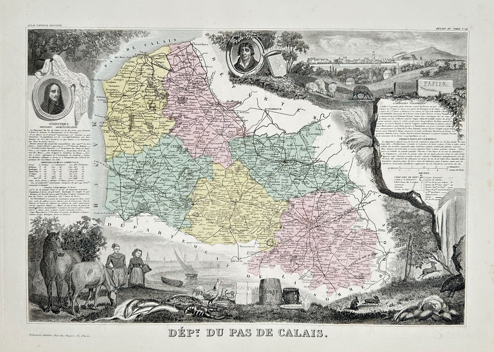Victor Levasseur (1800–1870) – Map of the Department of Pas-de-Calais – Engraving (1852) (1 of 2)