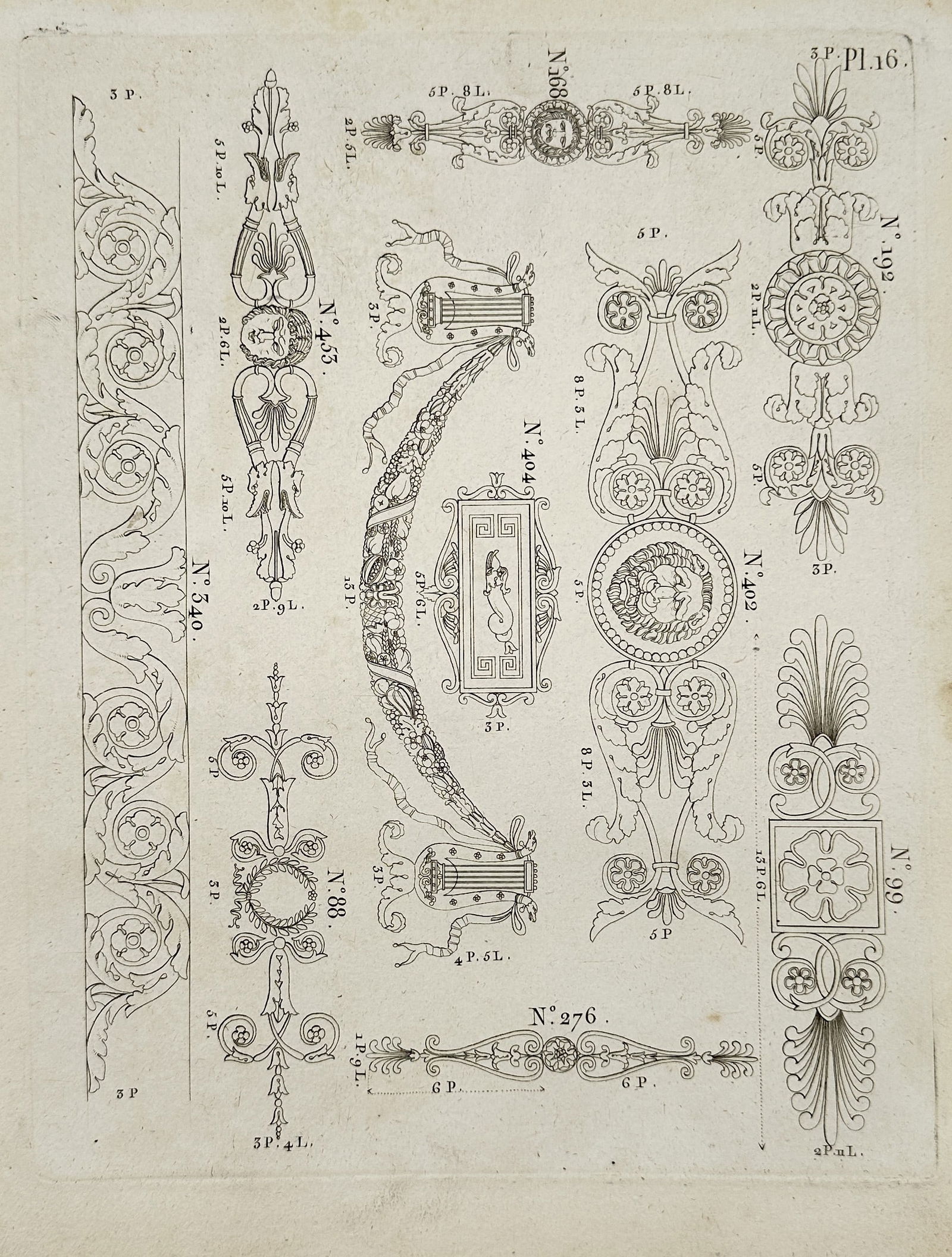 Joseph Beunat (Active 1805–1820) – Neoclassical Architectural Ornaments – Engraving (1813) (1 of 2)