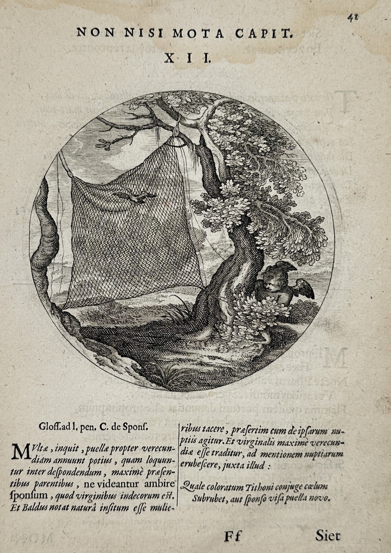 Jacob Cats (1577–1660) – Landscape with Net and Cupid – Engraving (1627) (1 of 2)