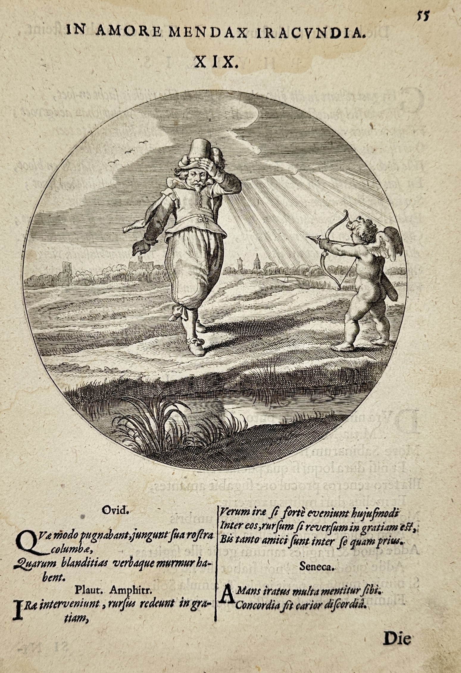 Jacob Cats (1577–1660) – Man Shielding Eyes from Cupid – Engraving (1627) (1 of 2)