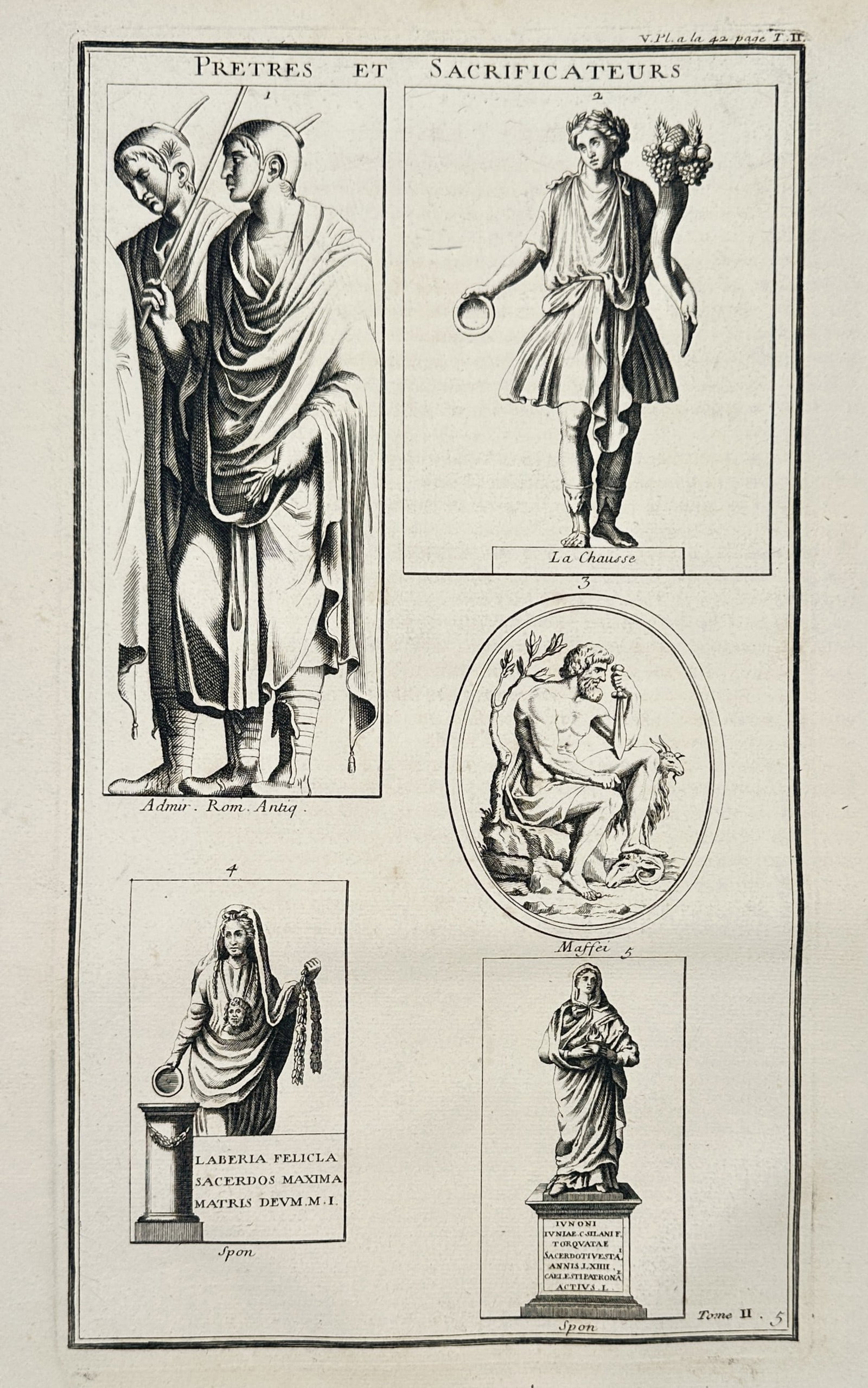 Bernard de Montfaucon (1655–1741) – Priests and Sacrificers – Engraving (1722) (1 of 2)