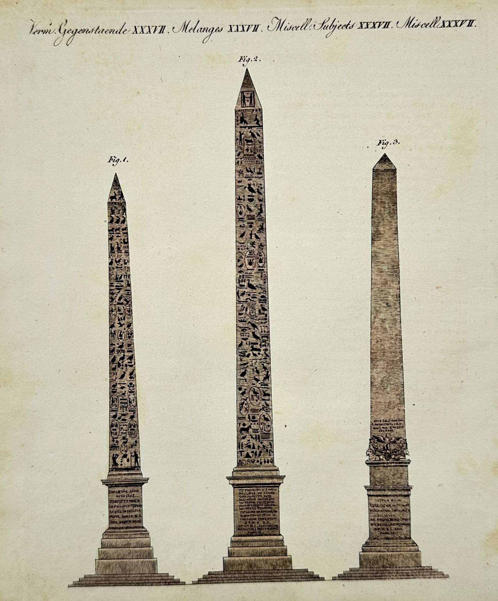 Friedrich Justin Bertuch (1747–1822) – Obelisks – Hand-colored engraving (1800) (1 of 2)