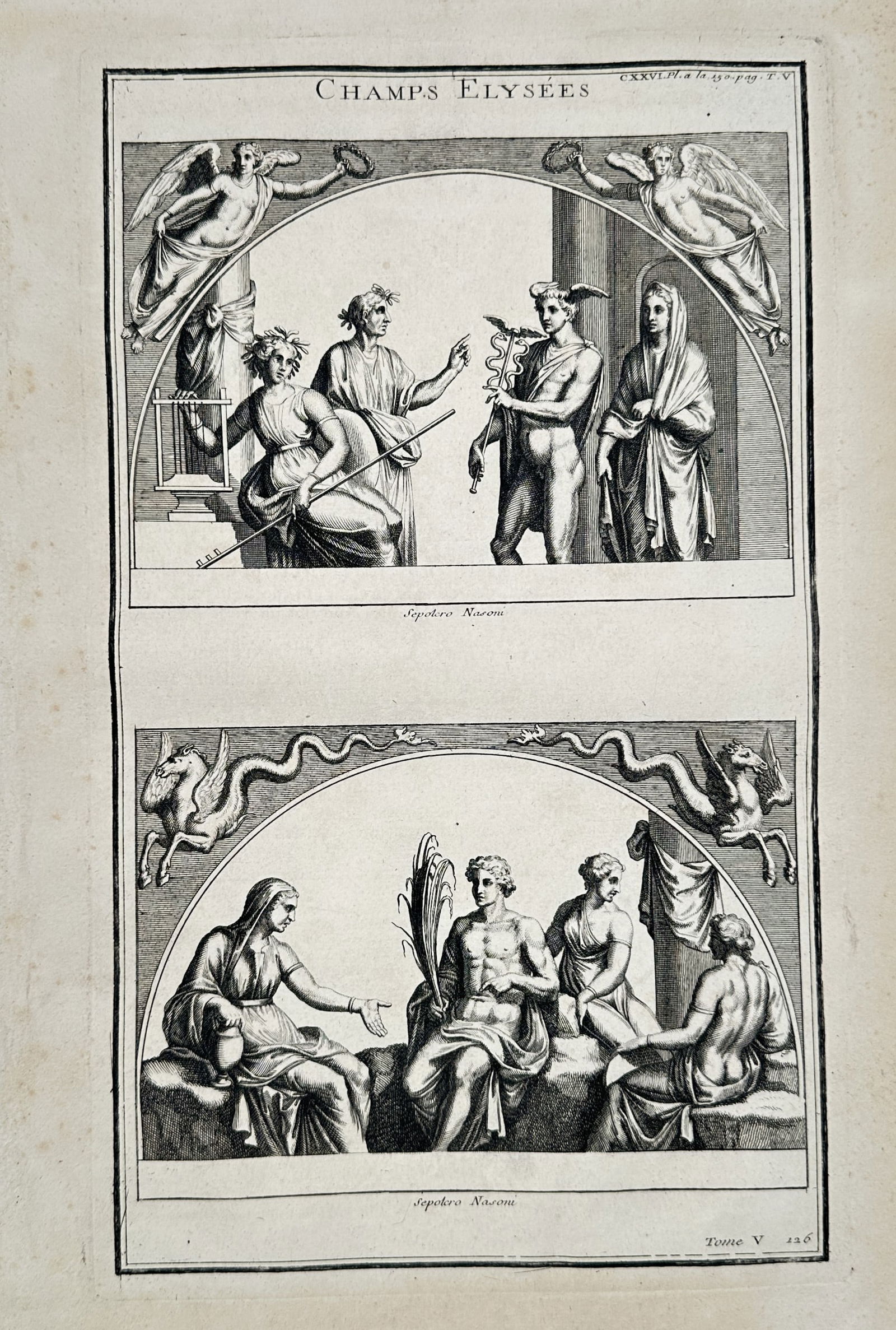 Bernard de Montfaucon (1655–1741) – Champs Elysées – Engraving (1719) (1 of 2)