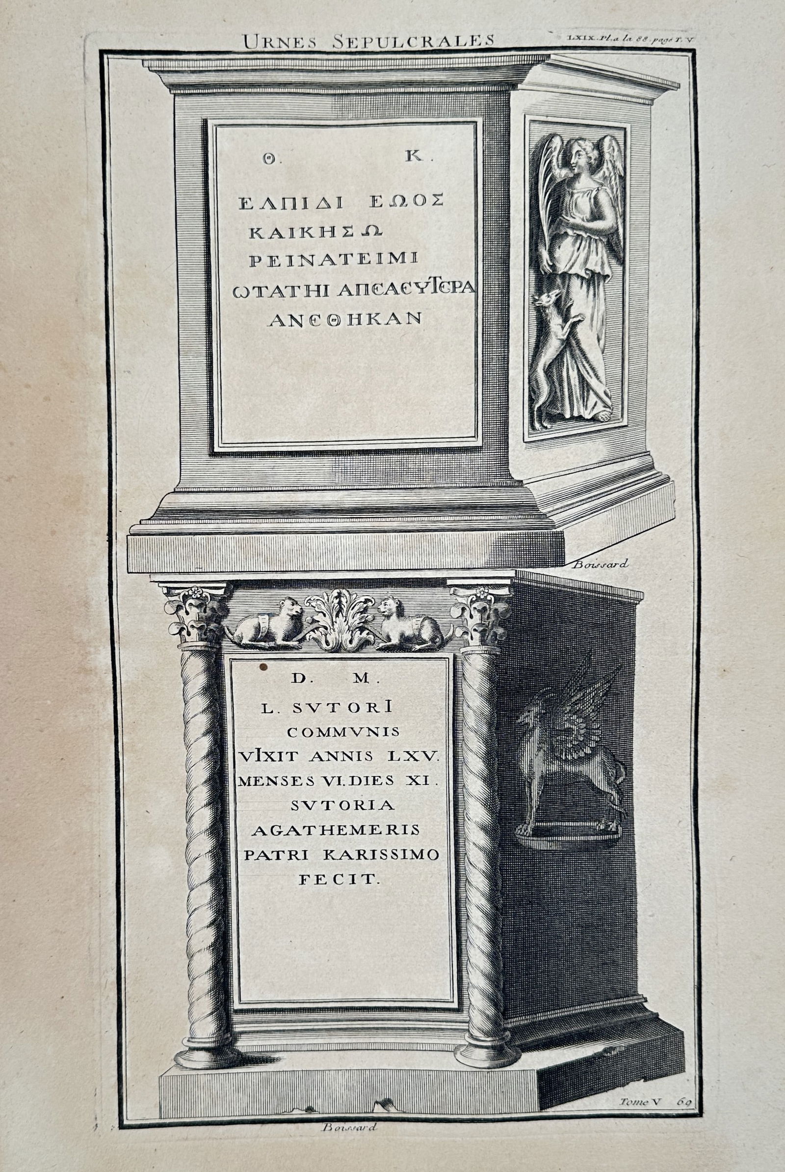 Bernard de Montfaucon (1655–1741) – Classical Funerary Monuments – Engraving (1719) (1 of 2)