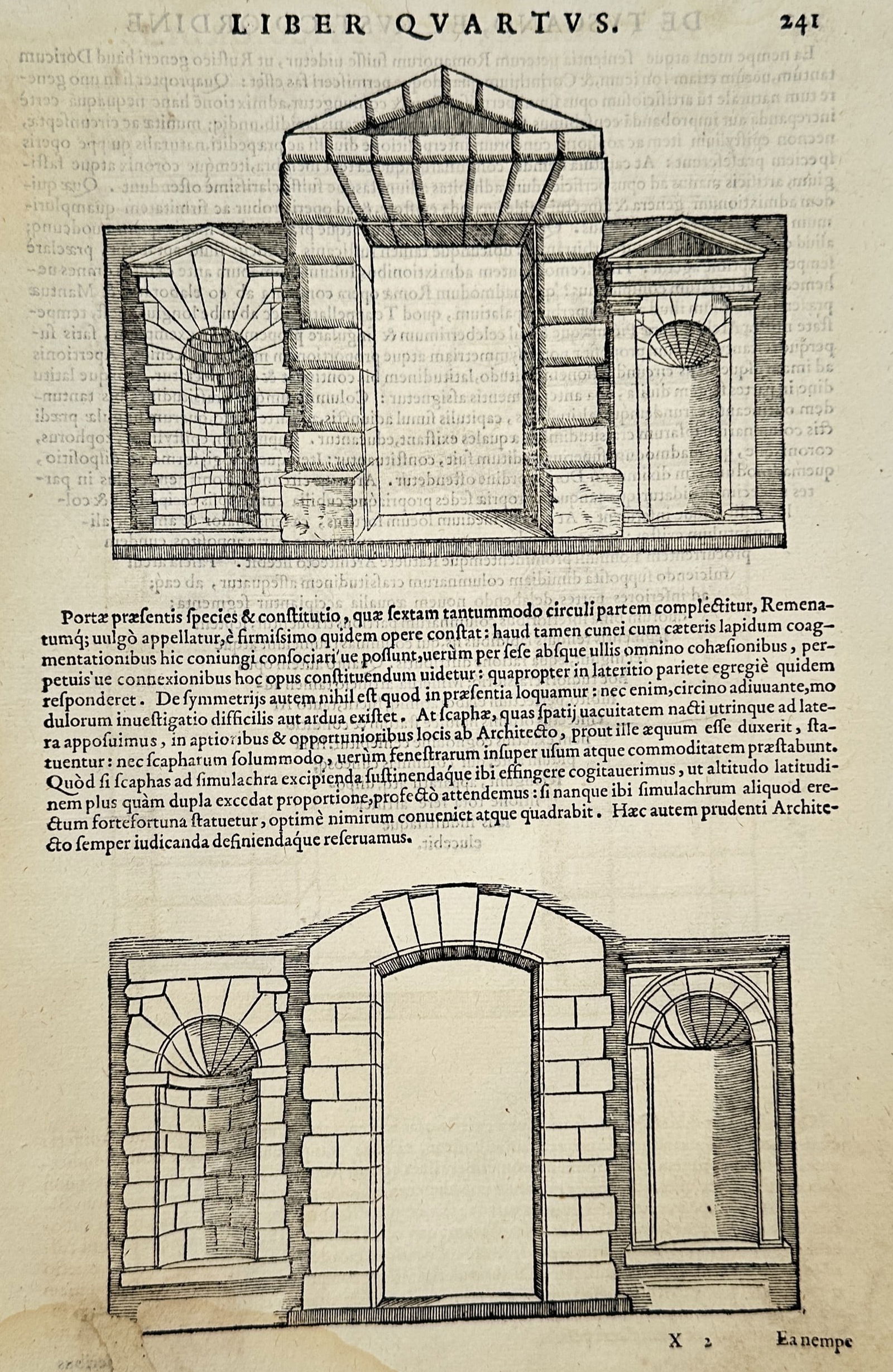 Sebastiano Serlio (1475–1554) – Doorway with Rusticated Arch and Pediment – woodcut (1537) (1 of 2)