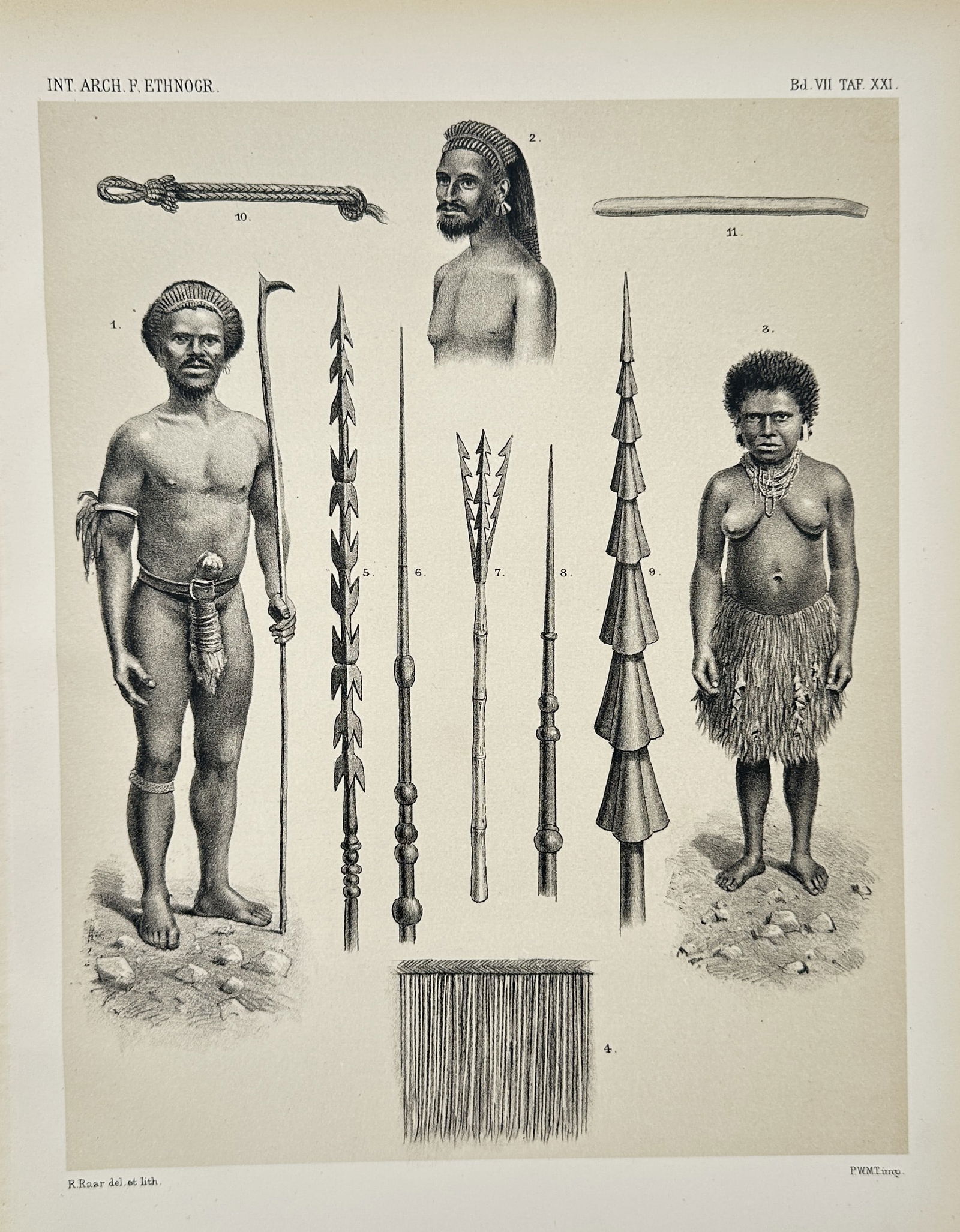 Pieter Willem Marinus Trap – Ethnographic Study of South Pacific Figures and Weapons – Print (1 of 2)